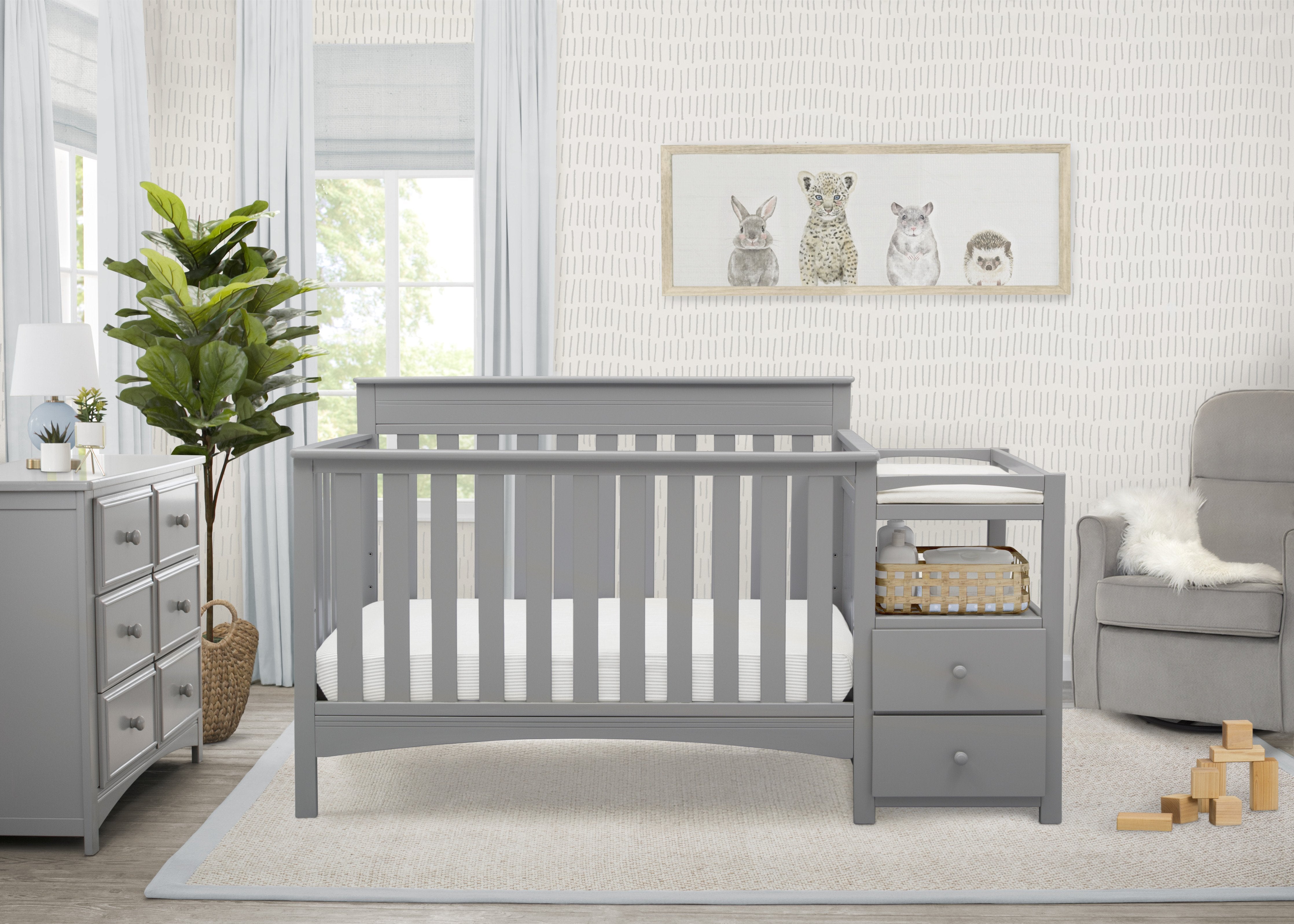 Presley 4-in-1 Convertible Baby Crib with Changing Table - Toddler Bed, Daybed & Full Size Bed Conversion - Safe Nursery Furniture for Boys & Girls - Perfect for Small Spaces & Modern Nurseries
