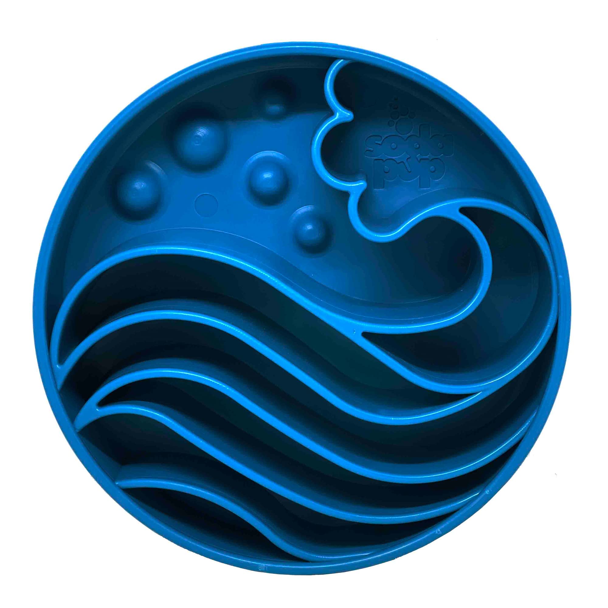 SodaPup Wave Enrichment Slow Feeder Dog Bowl - Non-Toxic Pet Food Safe Dish for Mental Stimulation & Healthy Digestion | Made in USA | Perfect for Fast Eaters & Puzzle Feeding Fun at Home or Travel