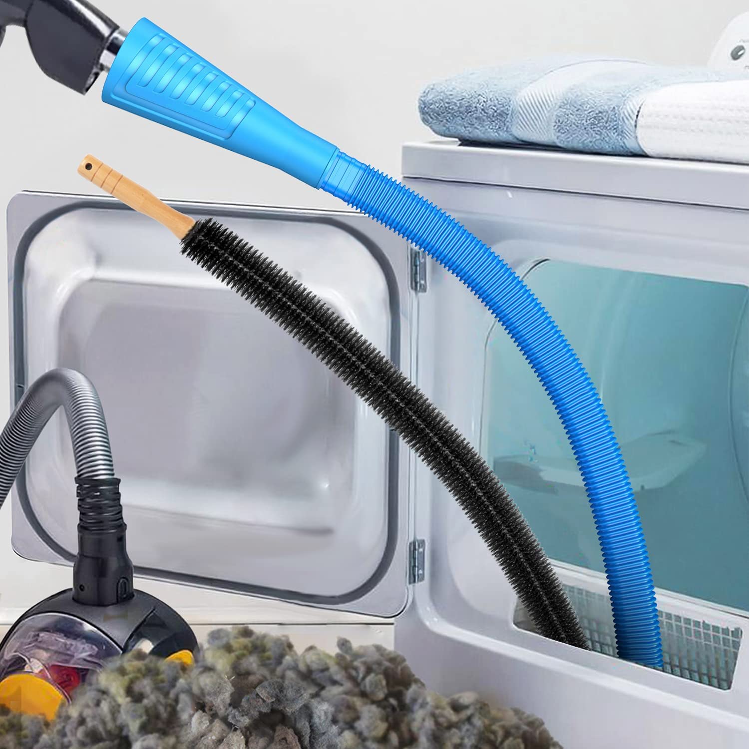 Sealegend 2-Piece Dryer Vent Cleaning Kit with Lint Brush & Vacuum Hose Attachment - Powerful Lint Remover for Washer & Dryer Vents - Perfect for Home Laundry Room Maintenance & Fire Prevention