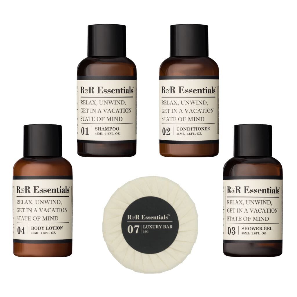 Luxury Hotel Toiletries Set - Premium Travel-Sized Shampoo, Conditioner, Body Wash & Lotion in Elegant Presentation Bag | Perfect for Travel, Gifts & Home Spa Experience
