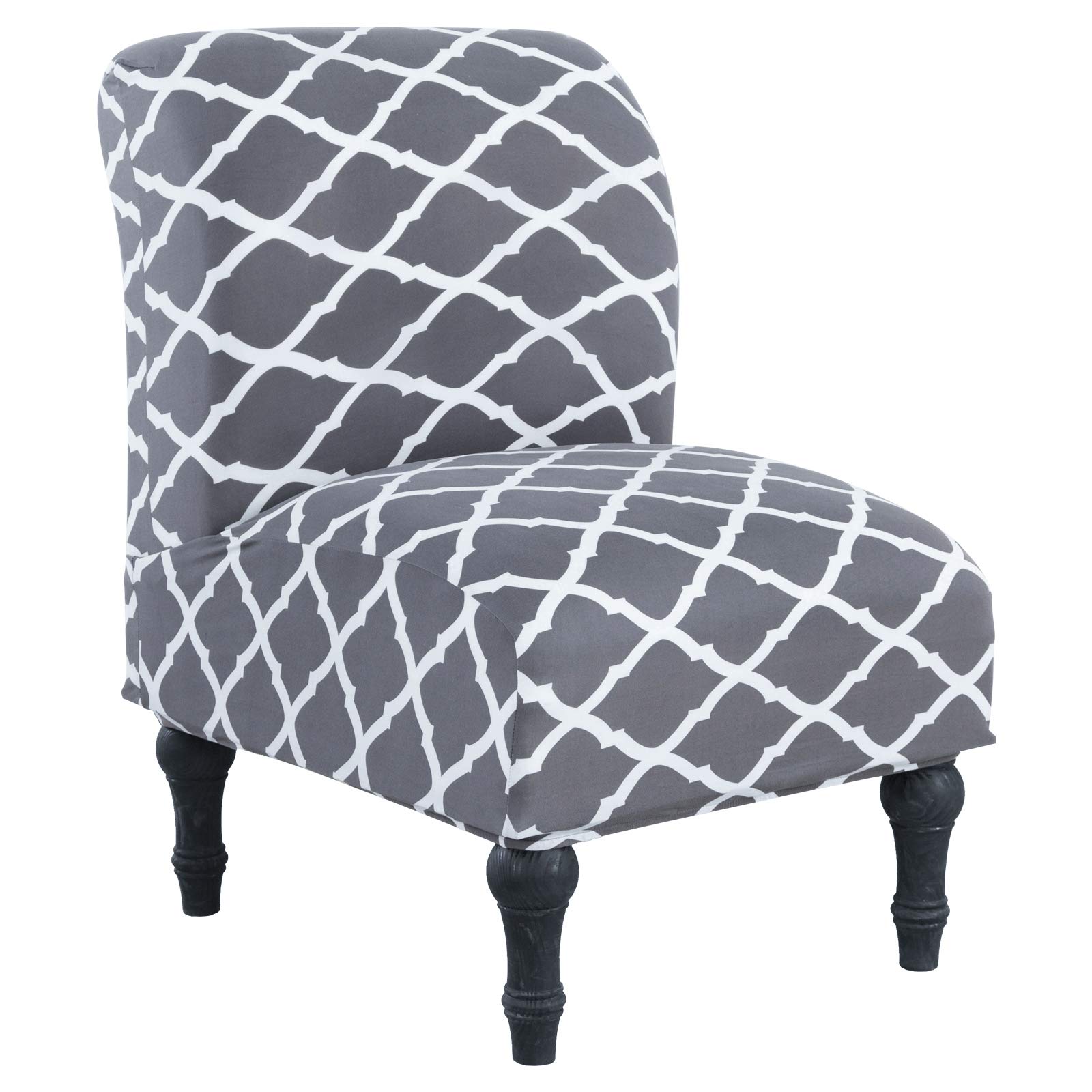 NIBESSER Armless Chair Slipcovers - Stretch Textured Plaid Water-Repellent Accent Chair Covers, Removable Washable Furniture Protector for Living Room, Hotel, Office (Gray Geometric Pattern) - Perfect for Home Decor & Guest Seating