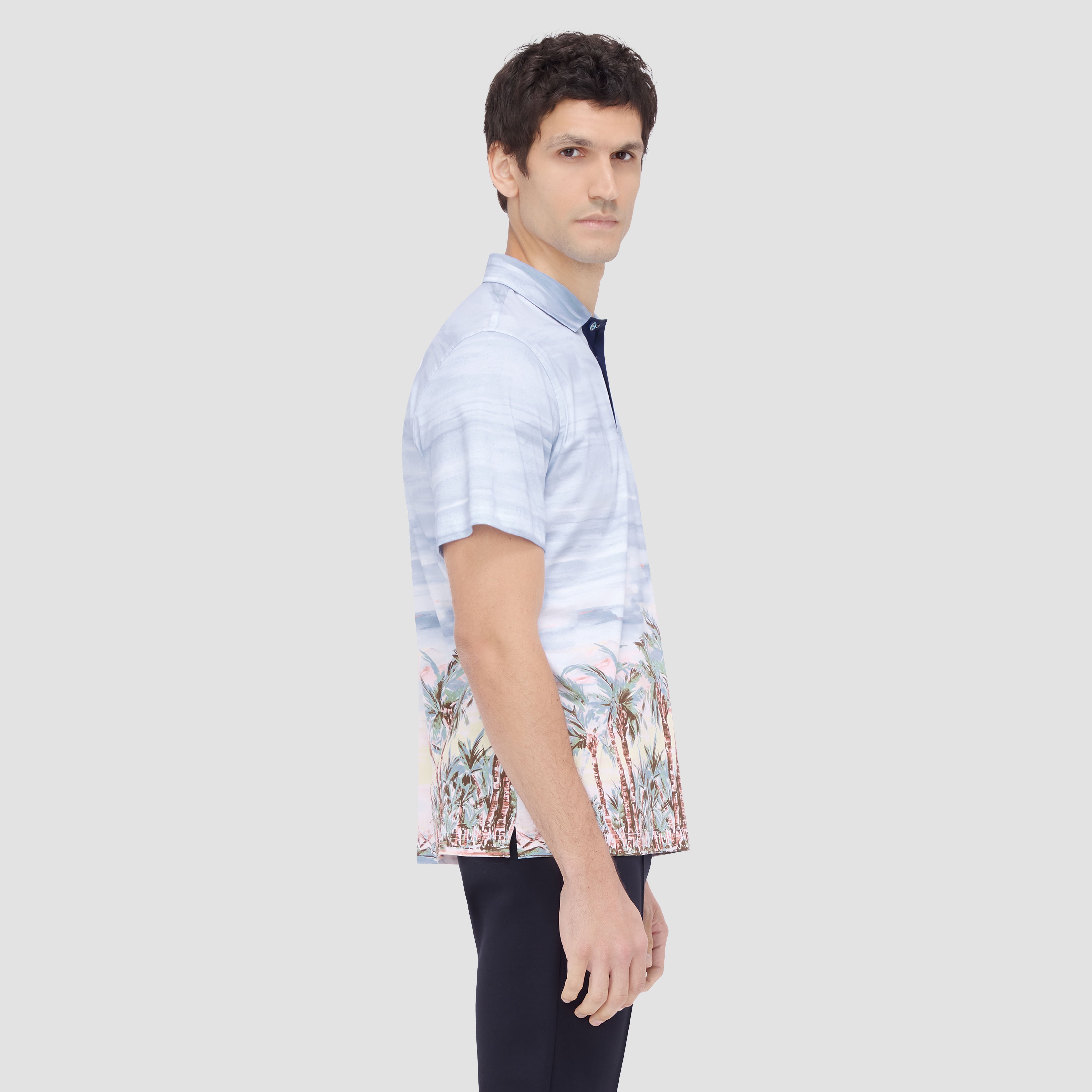 Hendrix Men's Tropical Print Polo Shirt - Breathable Short Sleeve Casual Button Down for Summer, Beach & Vacation Outfits