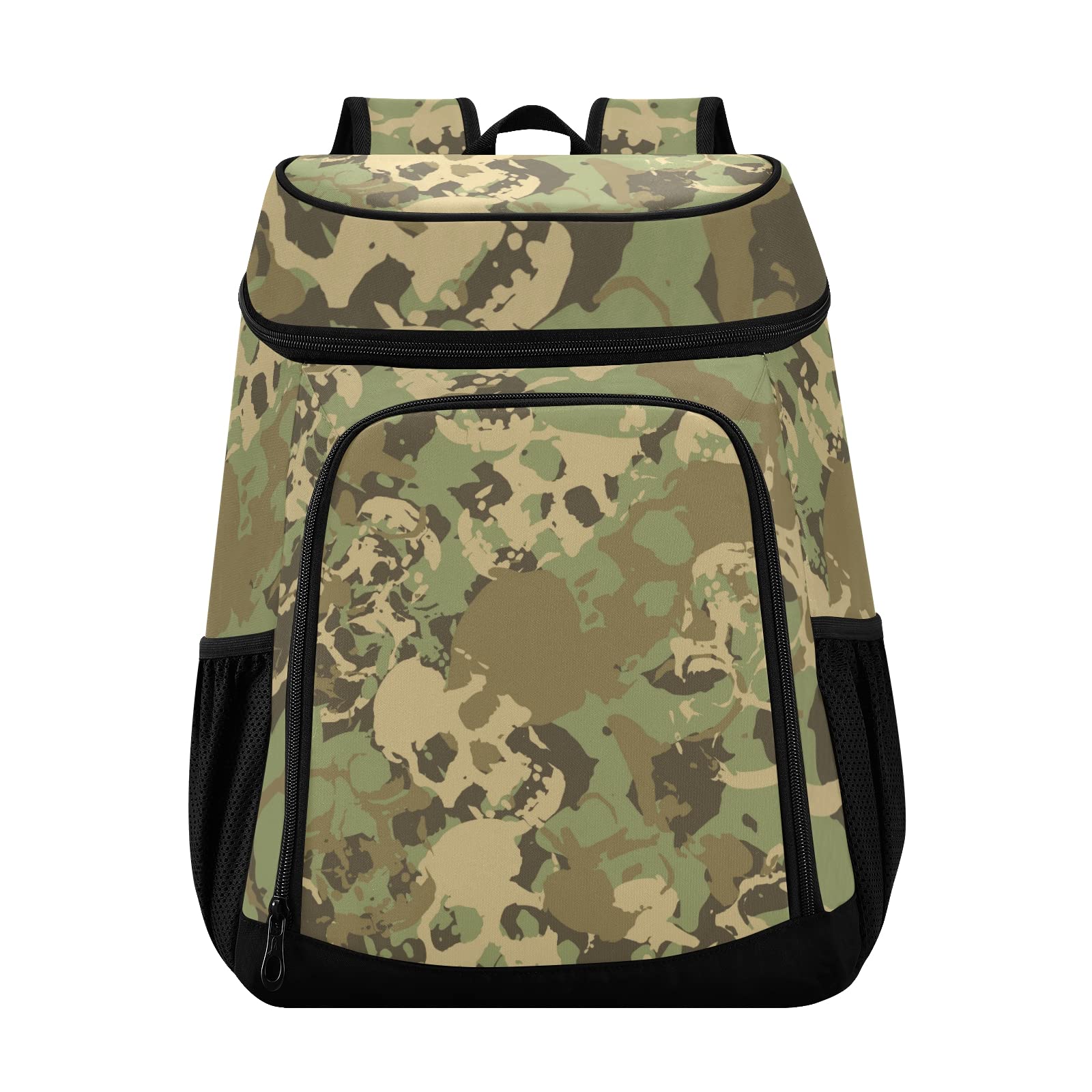 Skull Camouflage Insulated Cooler Backpack - 30 Can Capacity, Leak Proof & Waterproof for Beach, Picnic, Hiking & Camping - Lightweight Soft Lunch Cooler Bag for Men & Women | Perfect for Outdoor Adventures, Tailgating & Travel