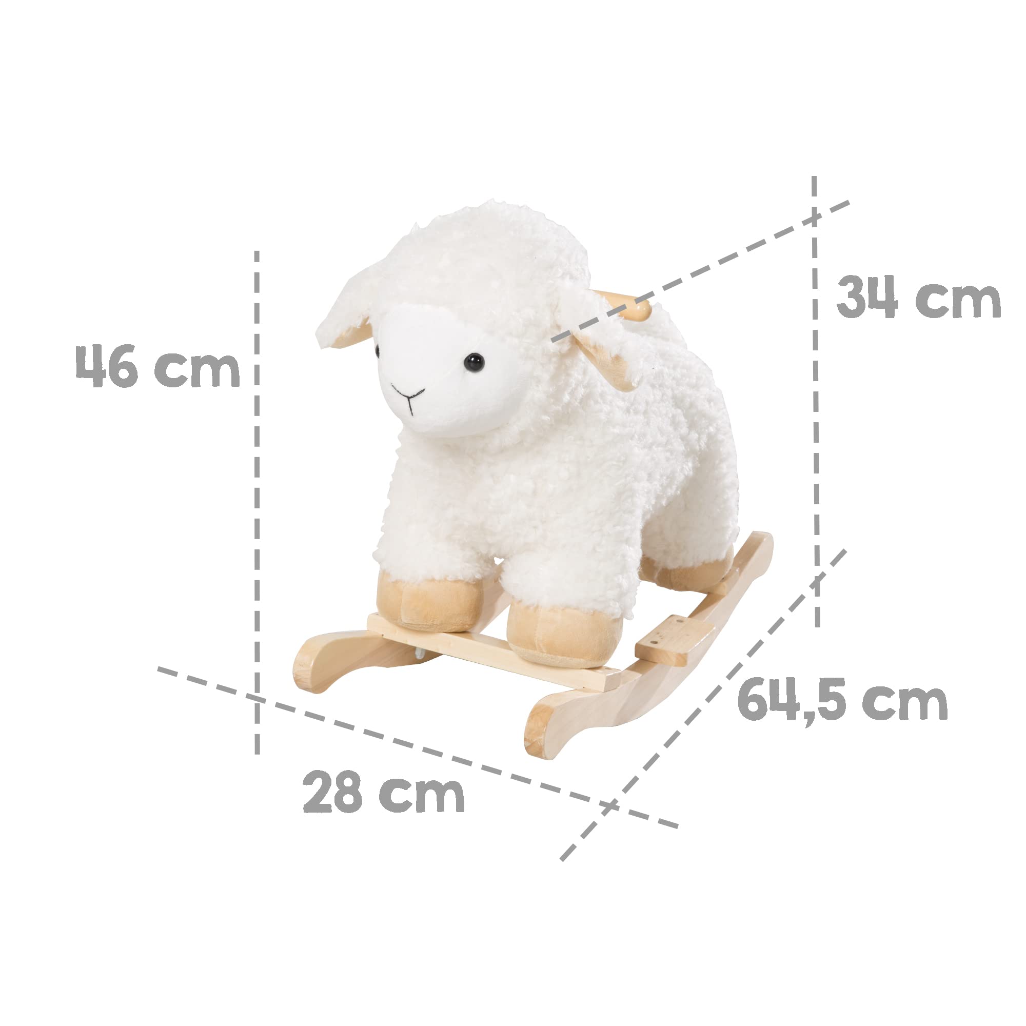 Wooden Rocking Lamb Plush Toy with Soft Fur & Handles - Balance Training for Boys & Girls Ages 18 Months to 6 Years - 30kg Weight Limit - White - Perfect for Nursery, Playroom & Early Childhood Development