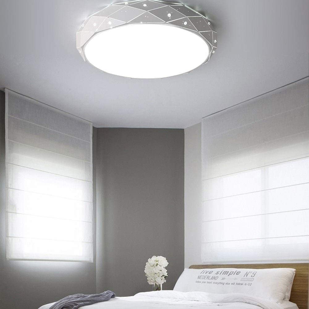 Modern Flush Mount Ceiling Light with Crystal Accents - Dimmable LED Close-to-Ceiling Fixture for Bedroom, Hallway, Office - Elegant Metal Hanging Lighting for Home & Commercial Spaces