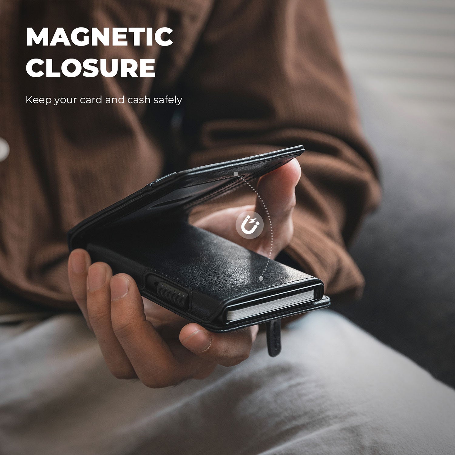 VC321 RFID Blocking Magnetic Bifold Wallet - Slim Secure Wallet with Quick Access Card Slot - Perfect for Travel, Business & Everyday Use