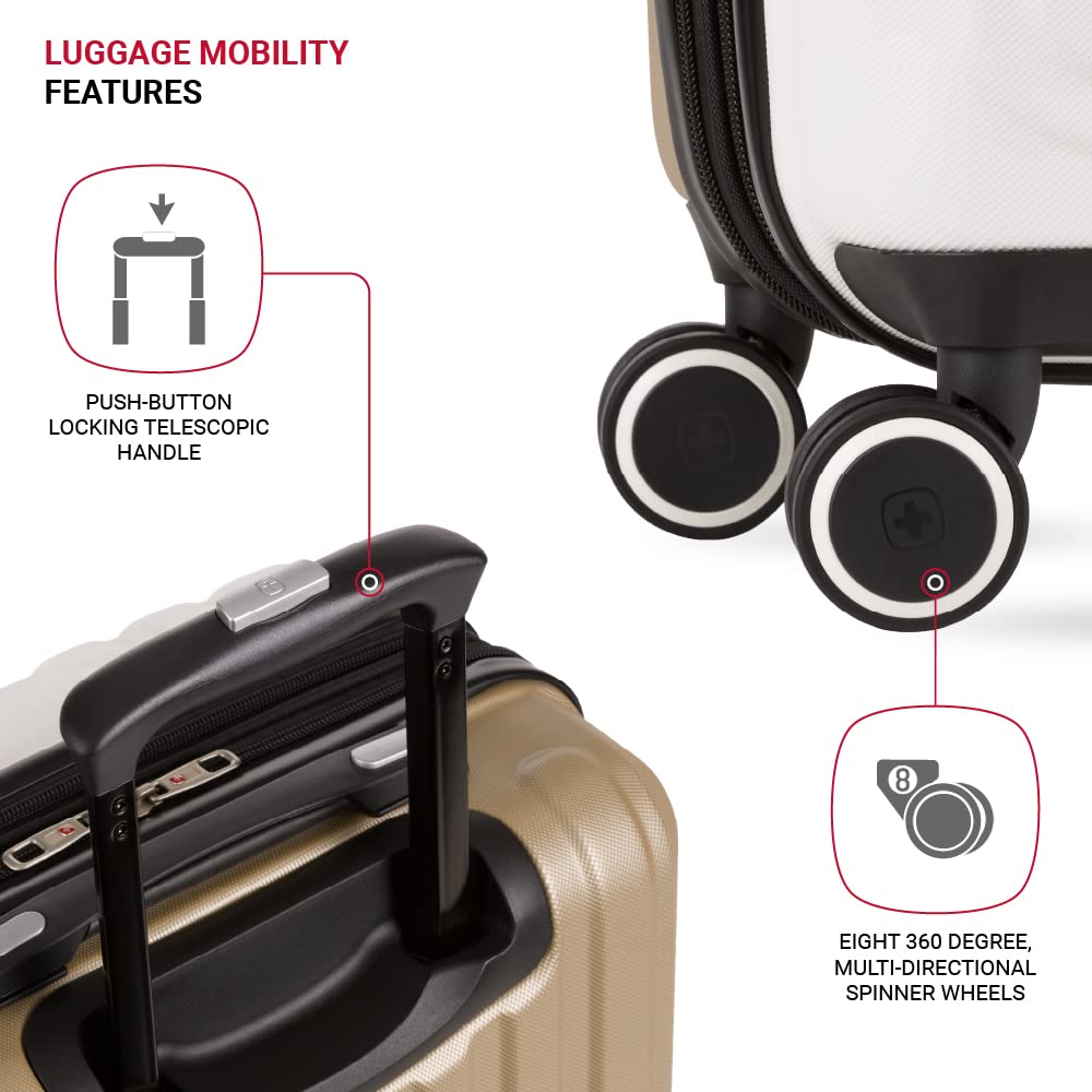 SwissGear Duet Hardside Expandable Carry-On Luggage 19-Inch with 360° Spinner Wheels, Lightweight Suitcase for Travel - Ivory/Taupe | Perfect for Business Trips & Weekend Getaways