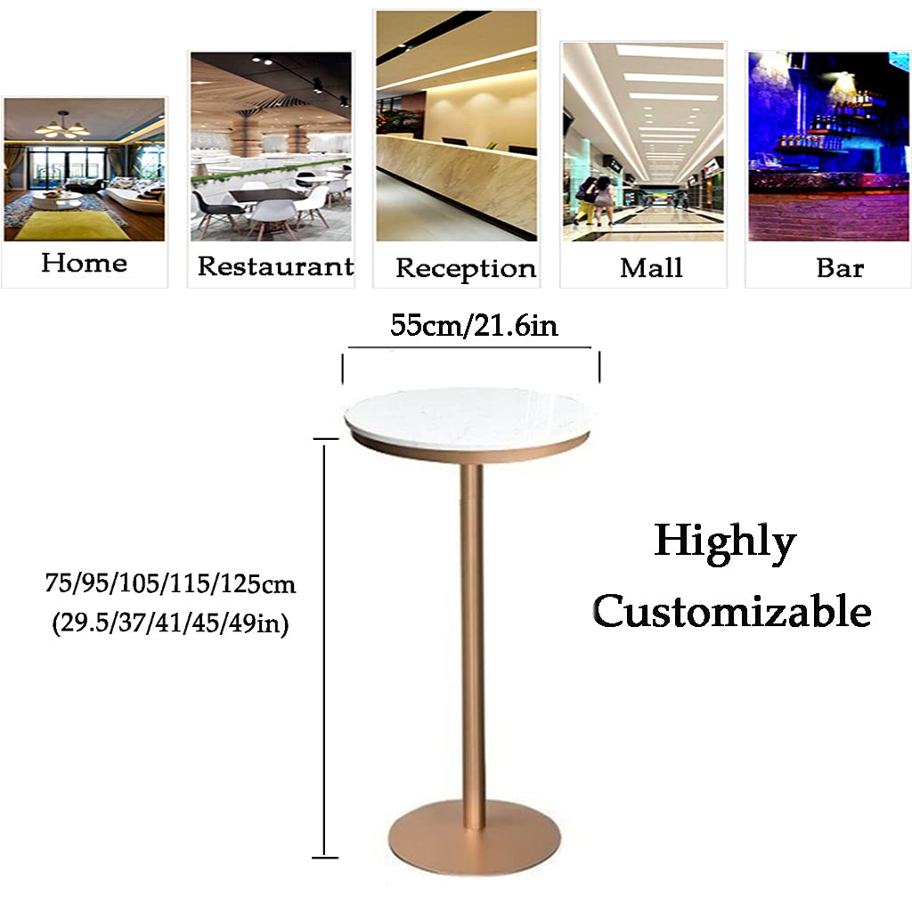 Marble Round Bar Table with Metal Leg - 21.6