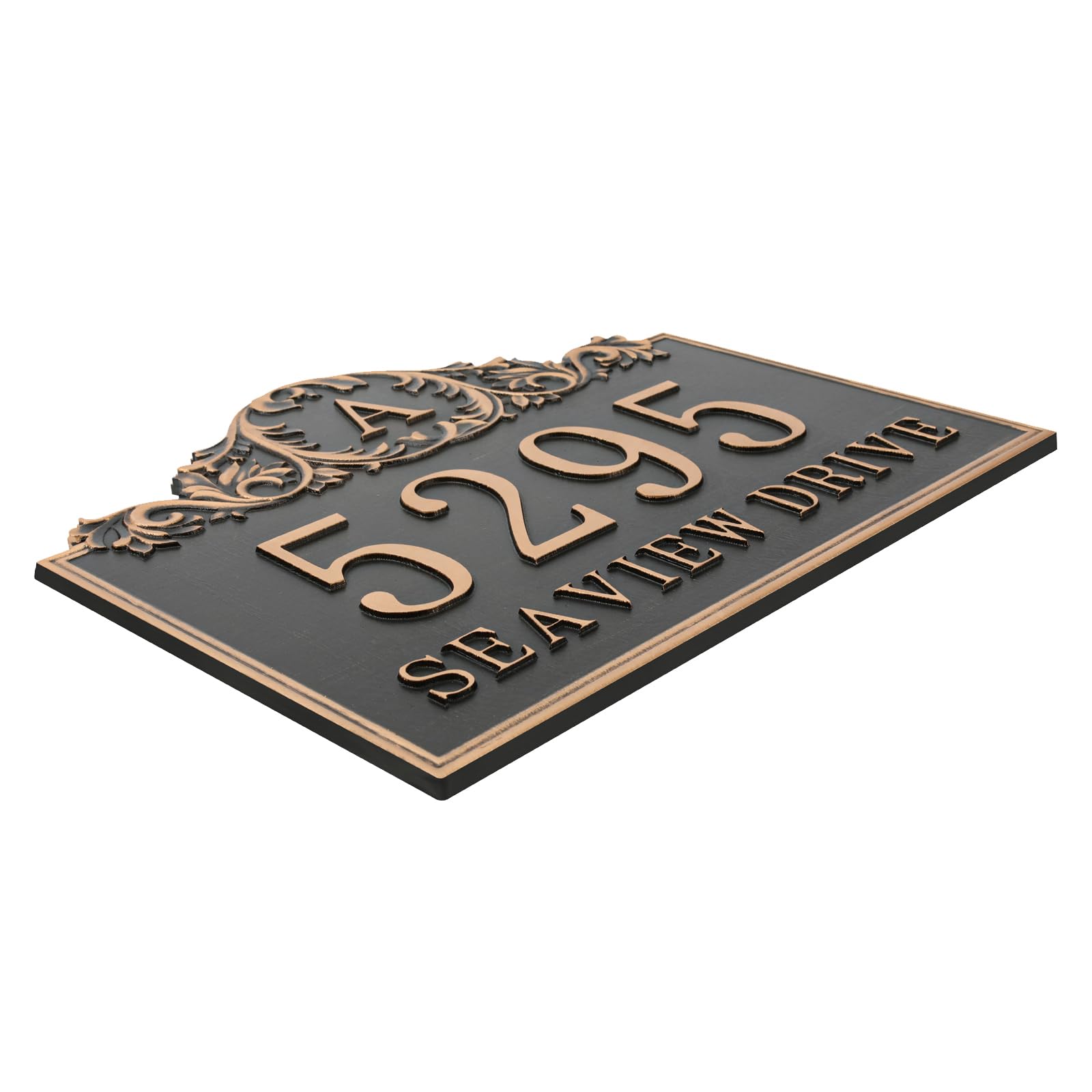 12'' x 10'' Personalized Metal Aluminum Address Plaque - Custom House Number Sign for Outdoor Yard, Driveway, Fence & Mailbox | Weather-Resistant Engraved Home Decor (Red Copper Finish) | Perfect for Curb Appeal & Front Porch Display