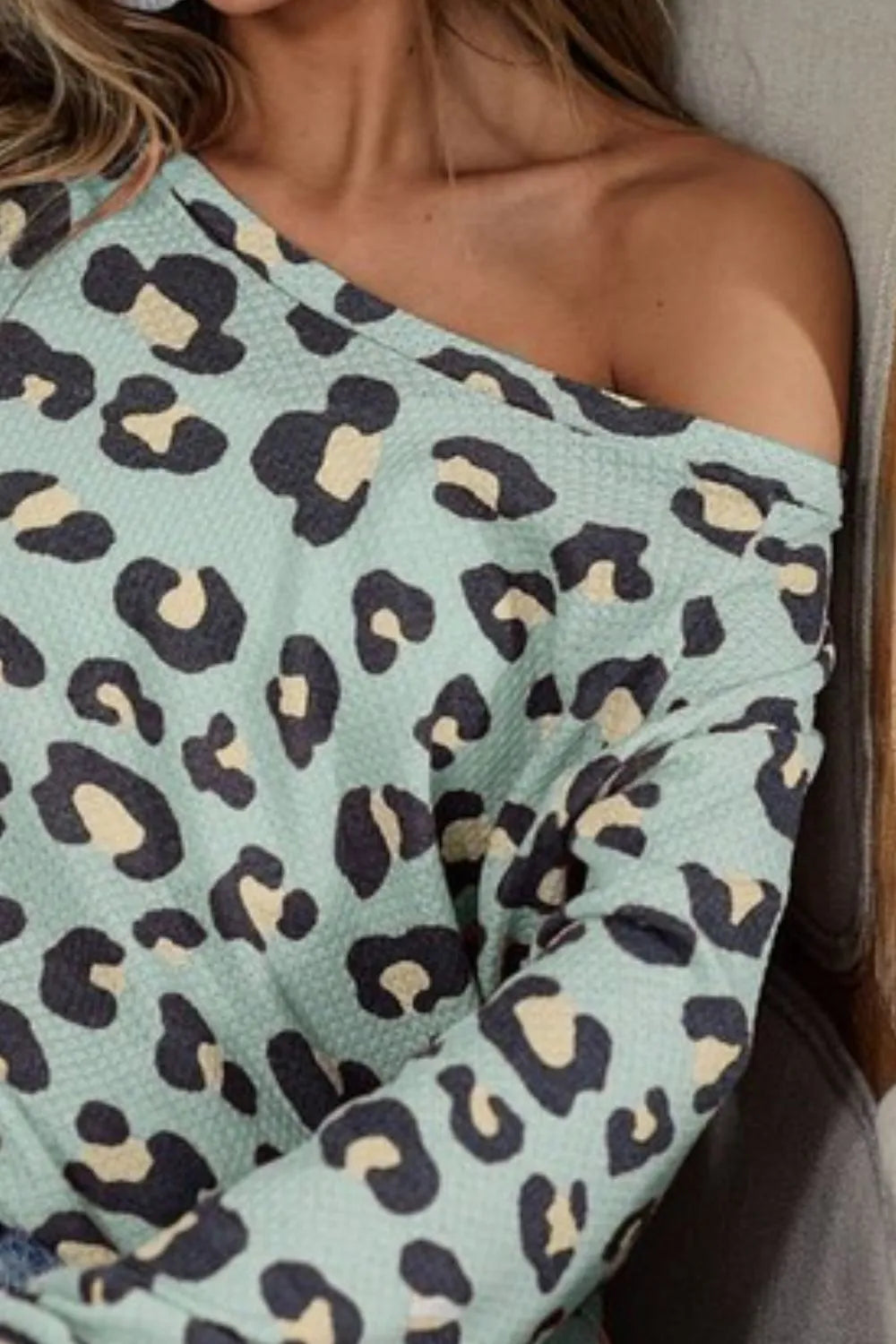 BiBi Leopard Print Hacci Knit Top for Women | Stylish Animal Print Blouse for Casual Wear & Date Night Outfits