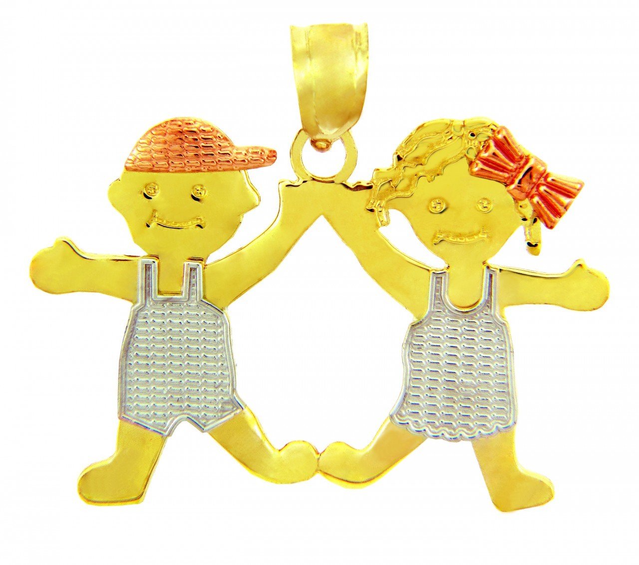 14K Tri-Tone Gold Sibling Charms for Girls and Boys - Perfect for Birthdays, Anniversaries & Family Gifts