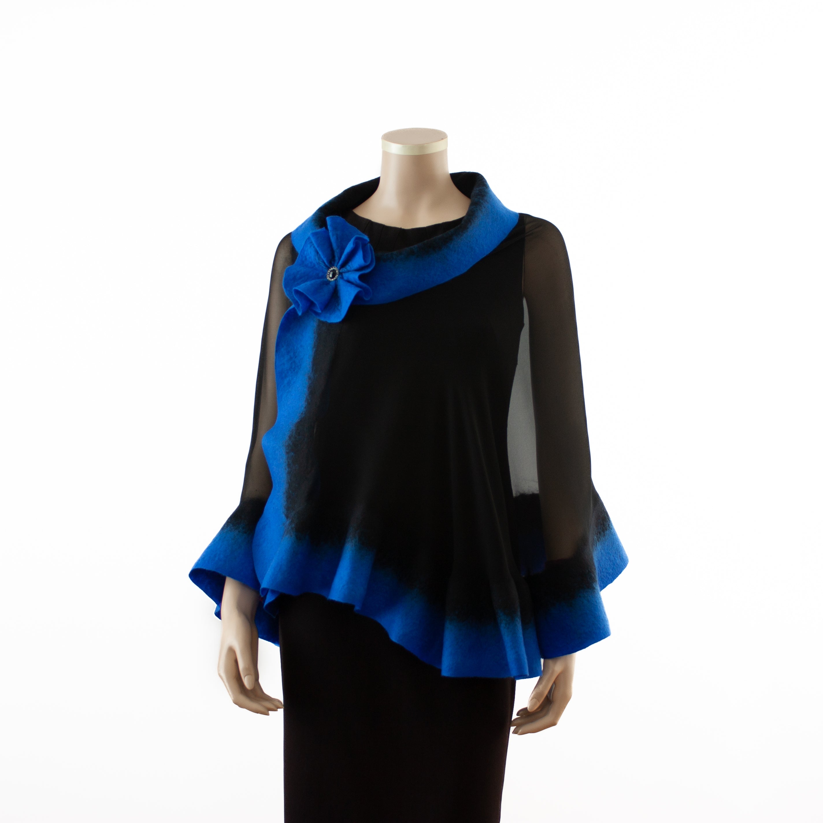 Luxury Black & Royal Blue Silk Shawl Scarf - Elegant Wrap for Women, Perfect for Weddings, Parties & Evening Events | Premium Quality 100% Silk Accessory #248 8
