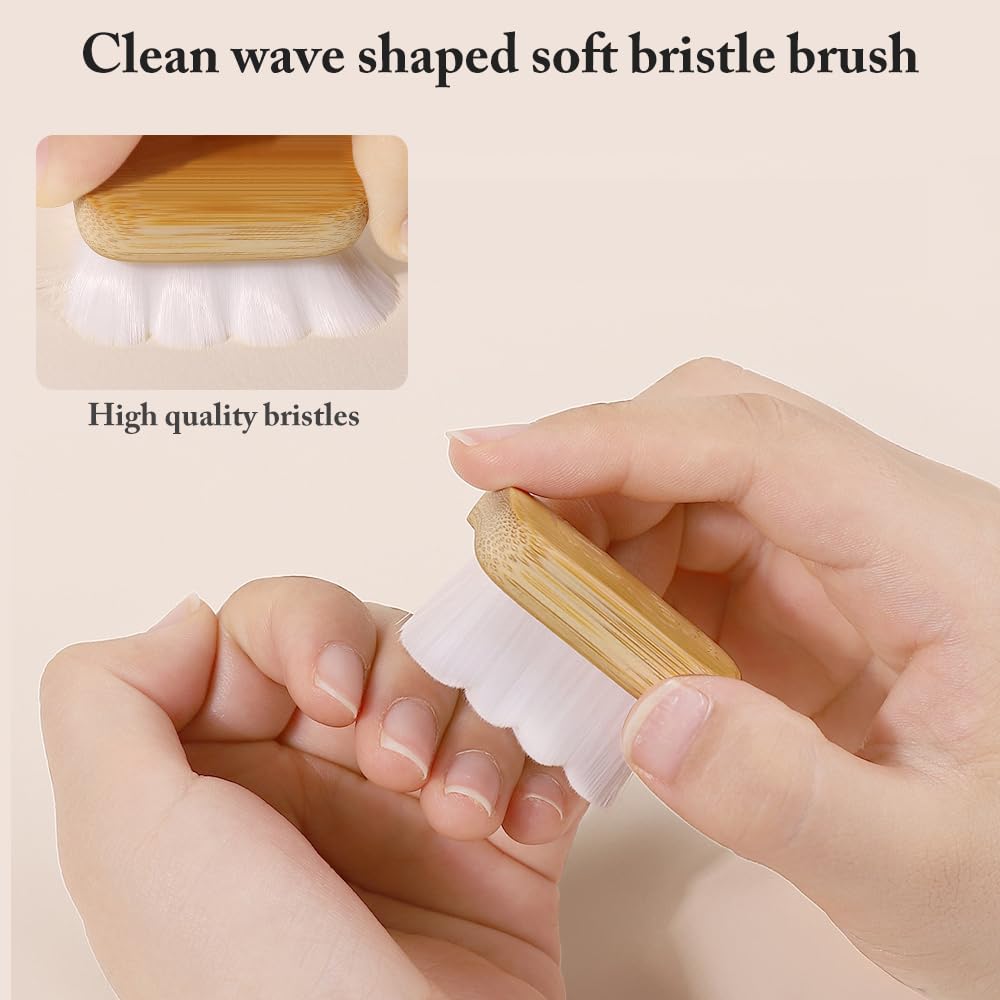 **Bamboo Nail Brush with Soft Bristles - Gentle Fingernail & Toenail Cleaner for Dust-Free Hands & Feet - Non-Abrasive Daily Use Nail Brush (HJ-NB127) - Perfect for Home, Travel & Spa Care**