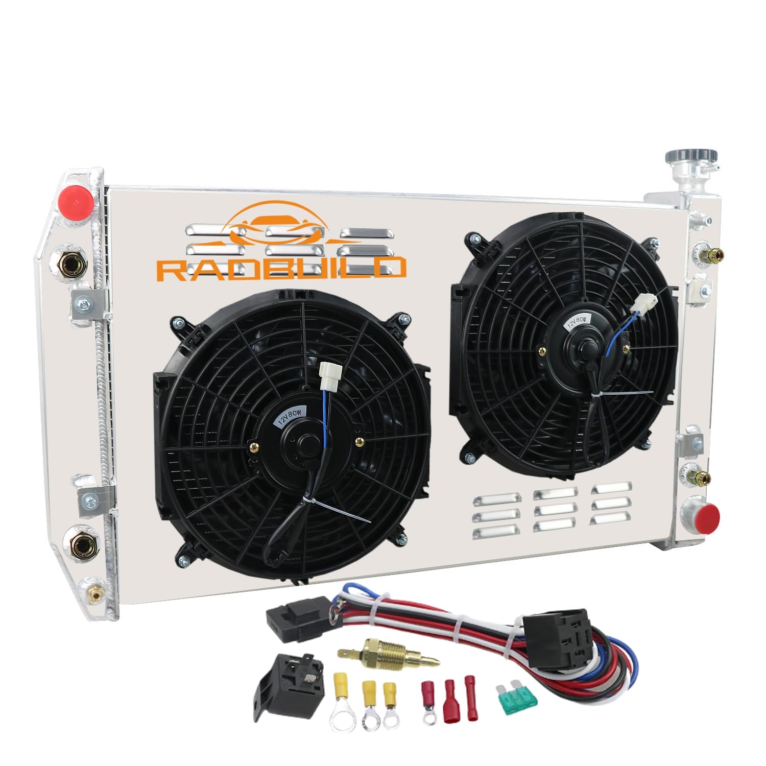 High-Performance 3-Row Aluminum Radiator for 1988-1999 Chevy GMC C/K/R/V/P 1500 2500 3500 Trucks - Fits Suburban, Blazer, Silverado, Cheyenne, Sierra WT with 5.0L & 5.7L V8 Engines - Includes Crossflow Design, Shroud, Fan & Thermostat Relay - Perfect for Off-Roading, Towing & Heavy-Duty Use