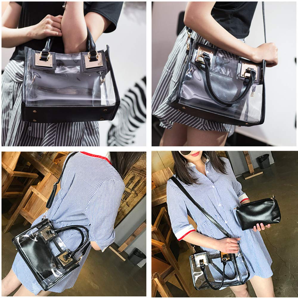 Stylish Women's Transparent Shoulder Crossbody Bag - 2 in 1 Fashionable Designer Handbag Purse for Daily Use, Travel & Parties