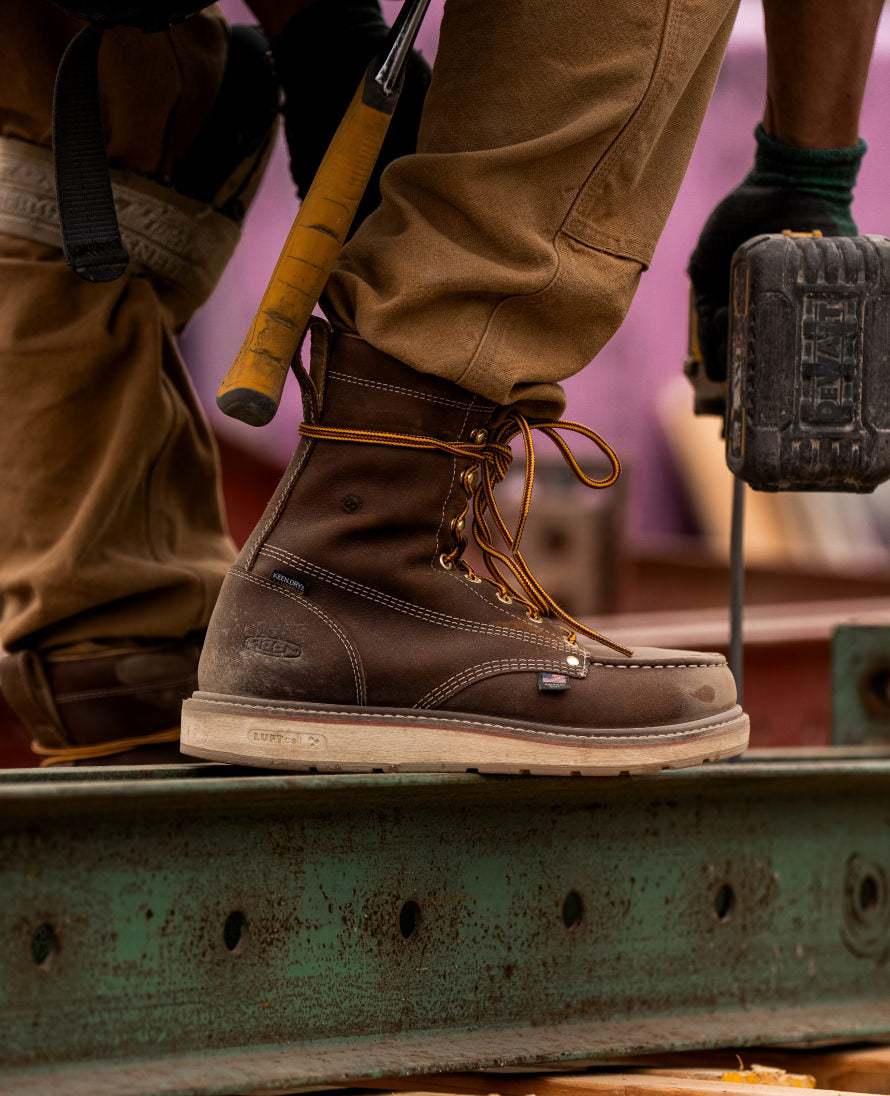 Men's Liberty 8 Waterproof Work Boot with Carbon Toe - Leather Brown/Gum Sole | Durable Safety Boots for Construction, Hiking & Outdoor Work