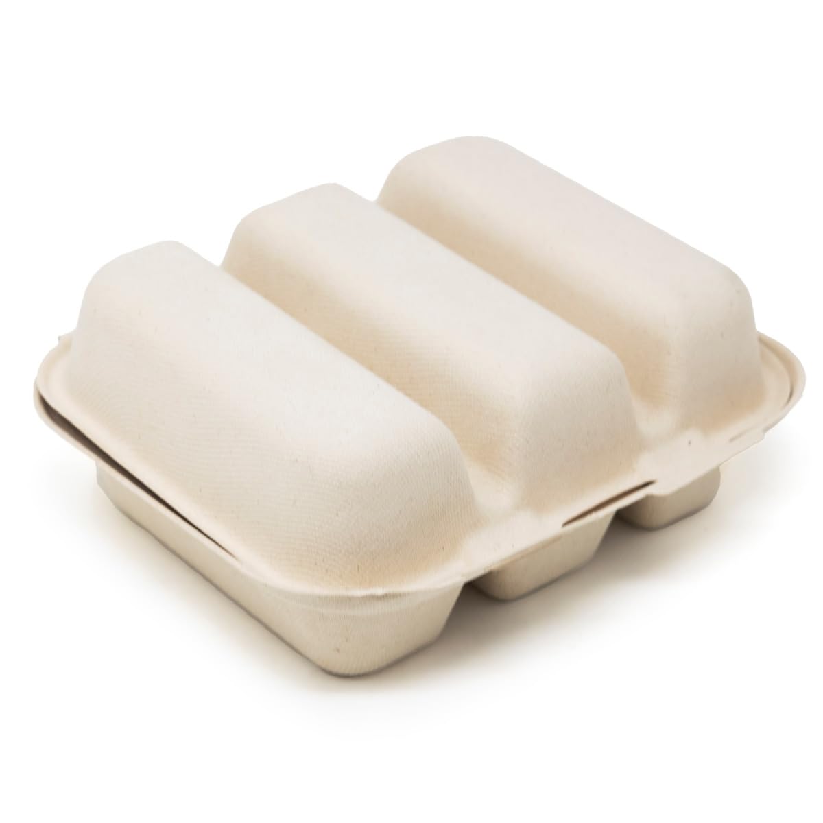 World Centric TO-SC-T3 100% Compostable Takeout Containers - Eco-Friendly Unbleached Plant Fiber 3-Compartment Taco Boxes, 8