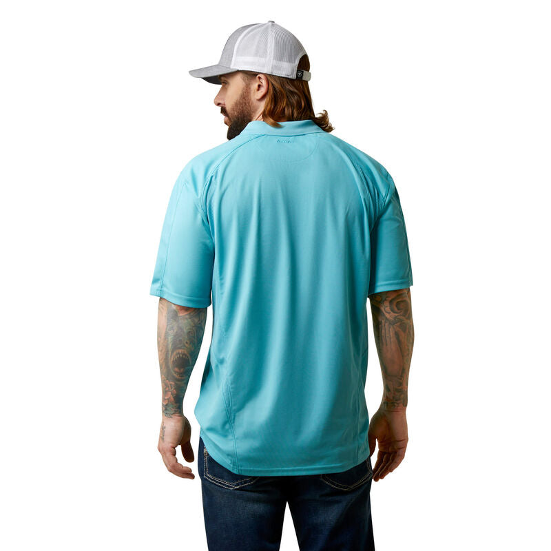 Ariat AC Polo Shirt for Men - Comfortable Performance Golf & Casual Wear in Maui Blue | Moisture-Wicking & UV Protection for Outdoor Activities