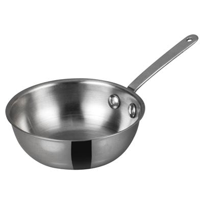 Winco 3.5 Inch Mini Wok - Stainless Steel Cooking Pan with Wooden Handle - Perfect for Stir Fry, Sautéing & Small Batch Cooking - Ideal for Dorms, RVs & Small Kitchens