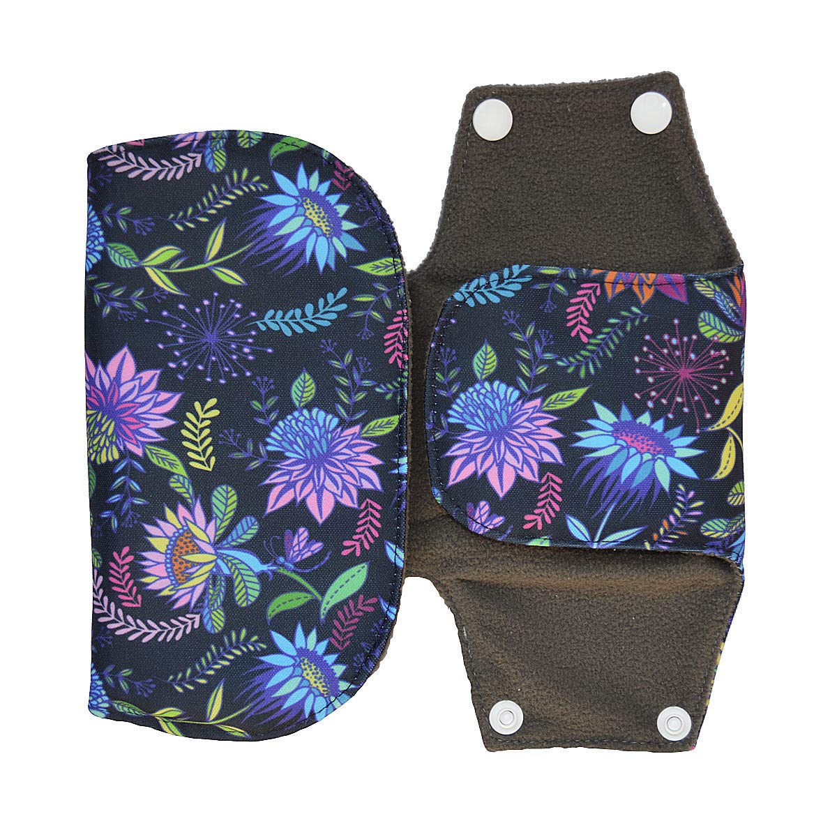 Organic Cotton Washable Reusable Menstrual Pads - Eco-Friendly Cloth Sanitary Pads for Women, Overnight Bloom Pattern (16 Inch) | Comfortable Period Protection for Heavy Flow Days & Postpartum Care