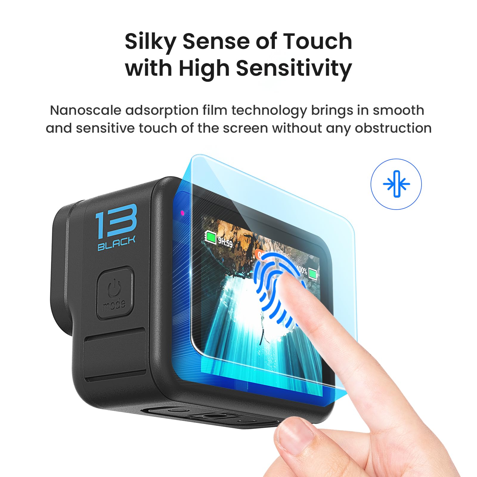 GoPro Hero 13 Black Silicone Protective Case with Tempered Glass Screen Protector - Soft Rubber Cover for Action Camera - Perfect for Outdoor Sports, Hiking, and Waterproof Protection