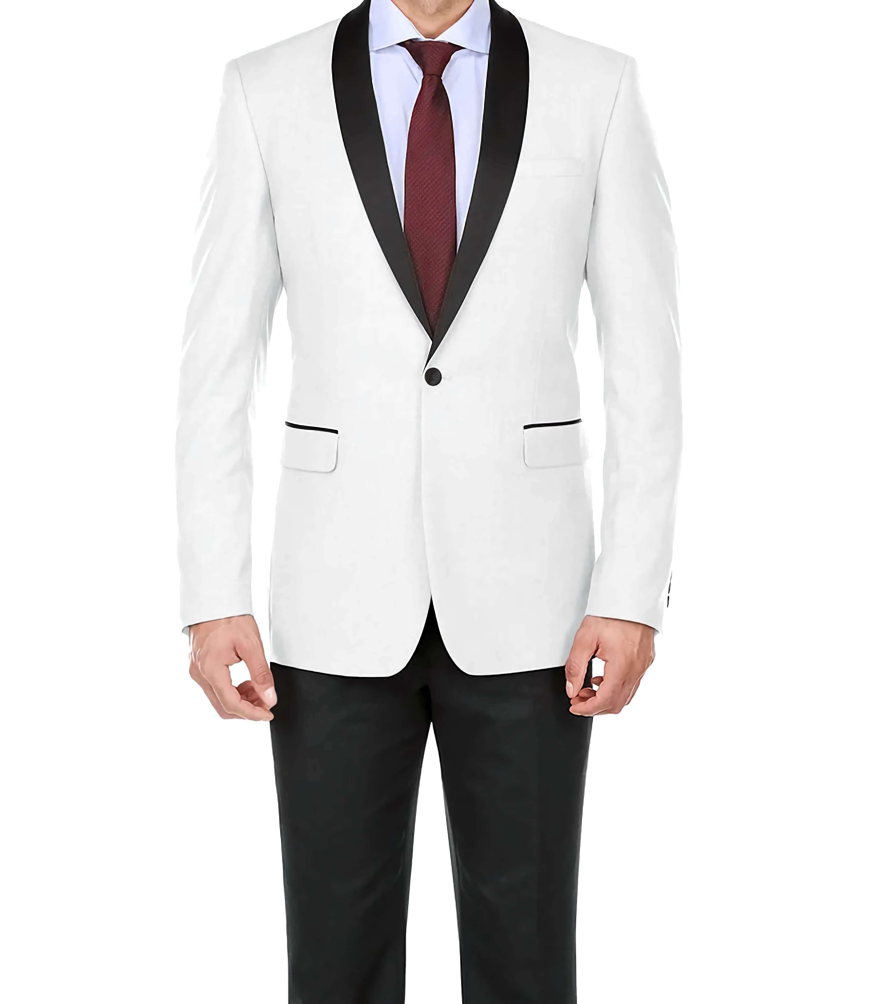 Off White 2-Piece Tuxedo Suit with Shawl Lapel - Slim Fit Men's Formal Wear for Weddings, Prom & Black Tie Events