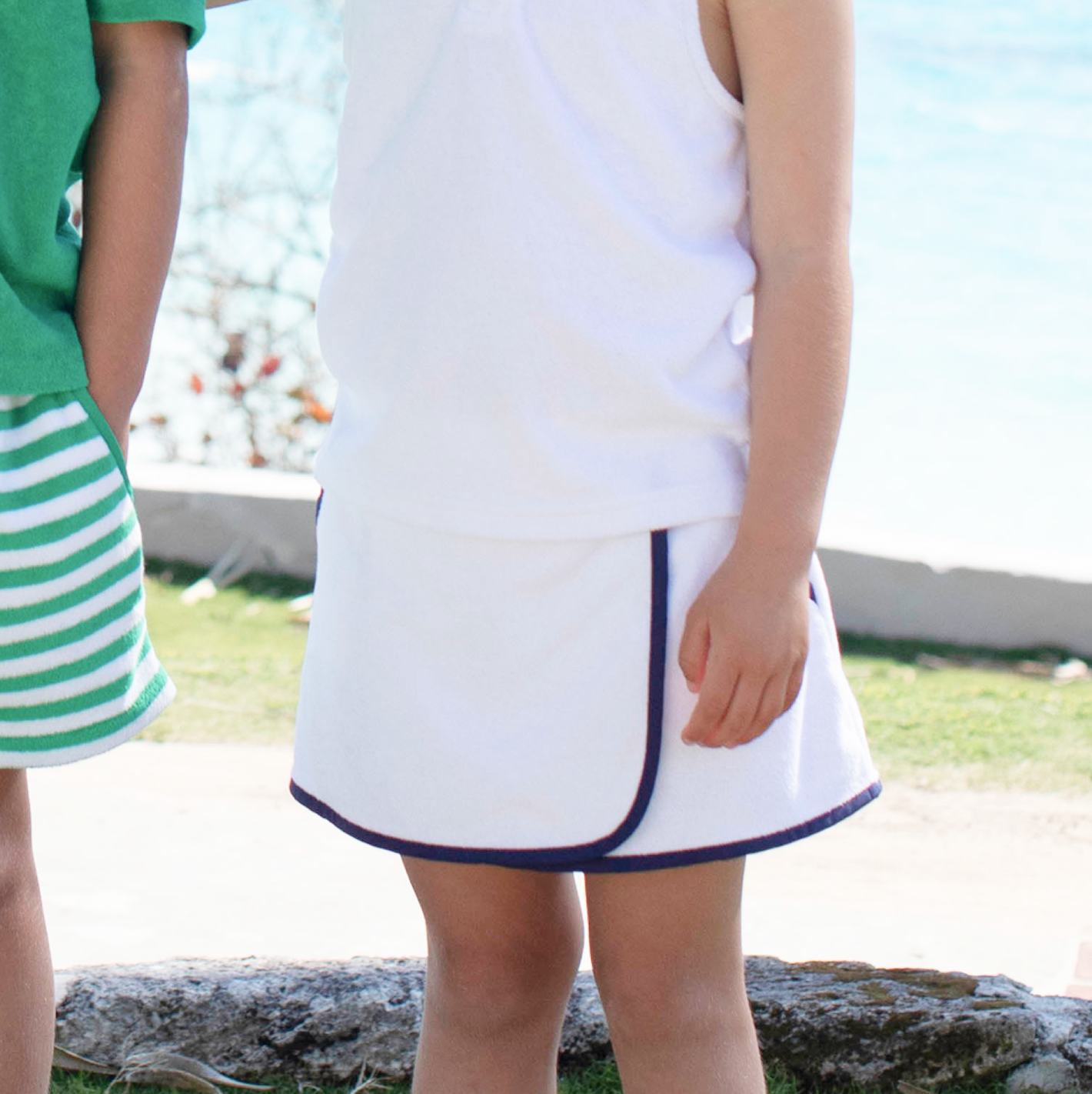 Girls White French Terry Tennis Tank Top and Skort Set - Cute & Comfortable Outfit for Girls Tennis, Golf & Summer Sports