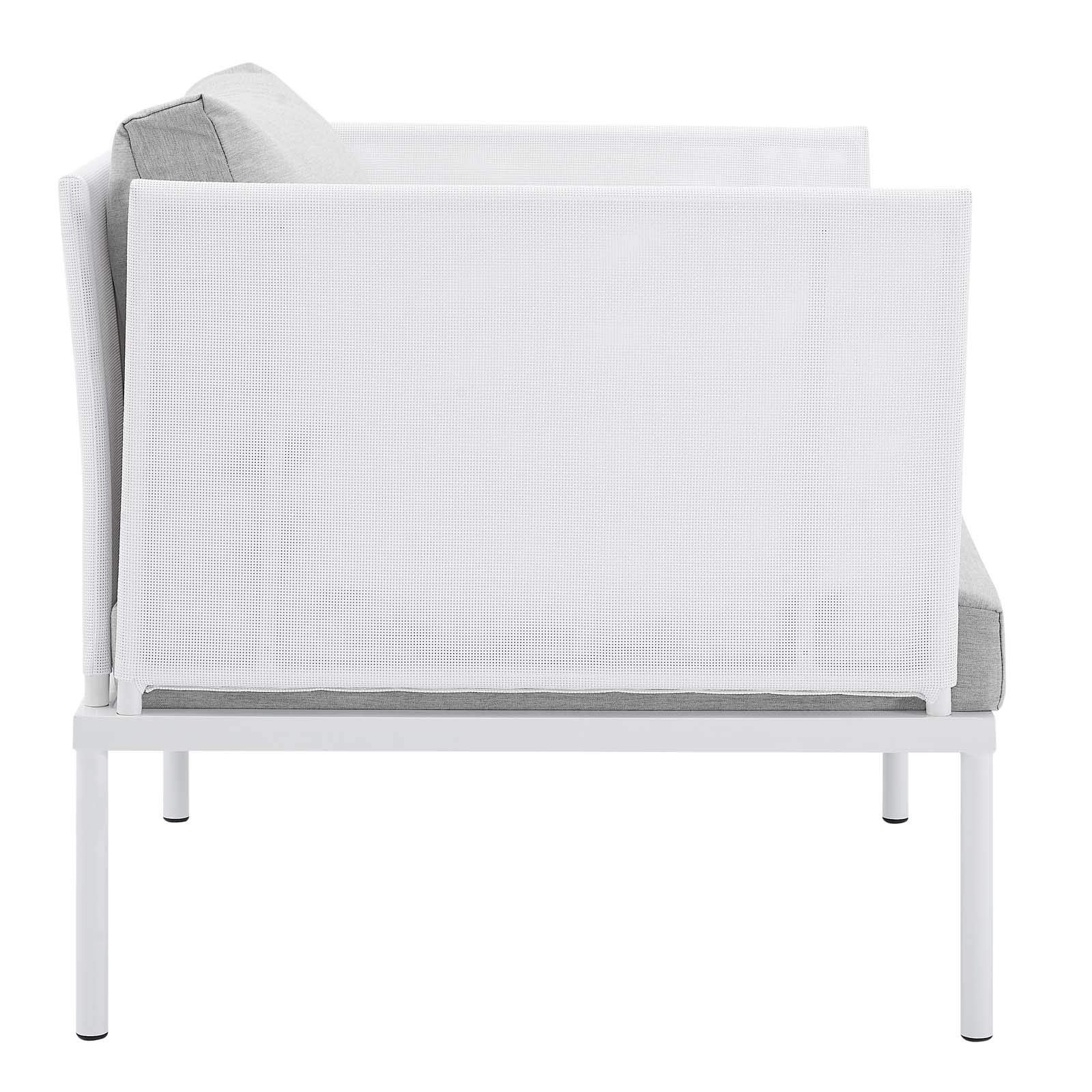 Modway EEI-4955-WHI-GRY Harmony Outdoor Patio Aluminum Armchair - Weather-Resistant White & Gray Modern Garden Chair for Poolside, Backyard & Patio Relaxation
