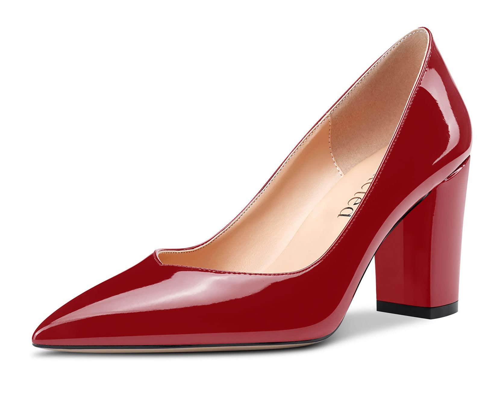 Saekcted Women's Chunky Heel Pumps - 3 Inch Block Heels Pointed-Toe Dress Shoes for Wedding, Party & Office Wear | Comfortable High Heels for Formal Occasions & Night Out