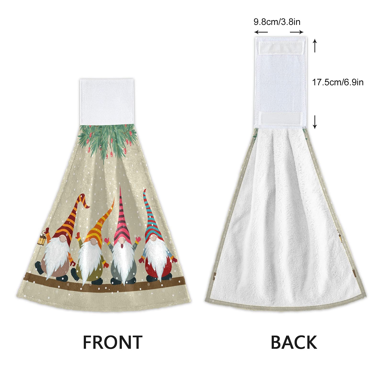 Christmas Gnome Hanging Kitchen Towels 2-Pack - Festive Winter Xmas Tree Hand & Bath Towels for Farmhouse Decor, Housewarming Gifts, Tea Bar, and Bathroom Use - Perfect for Holiday Home Decor & Kitchen Accessories