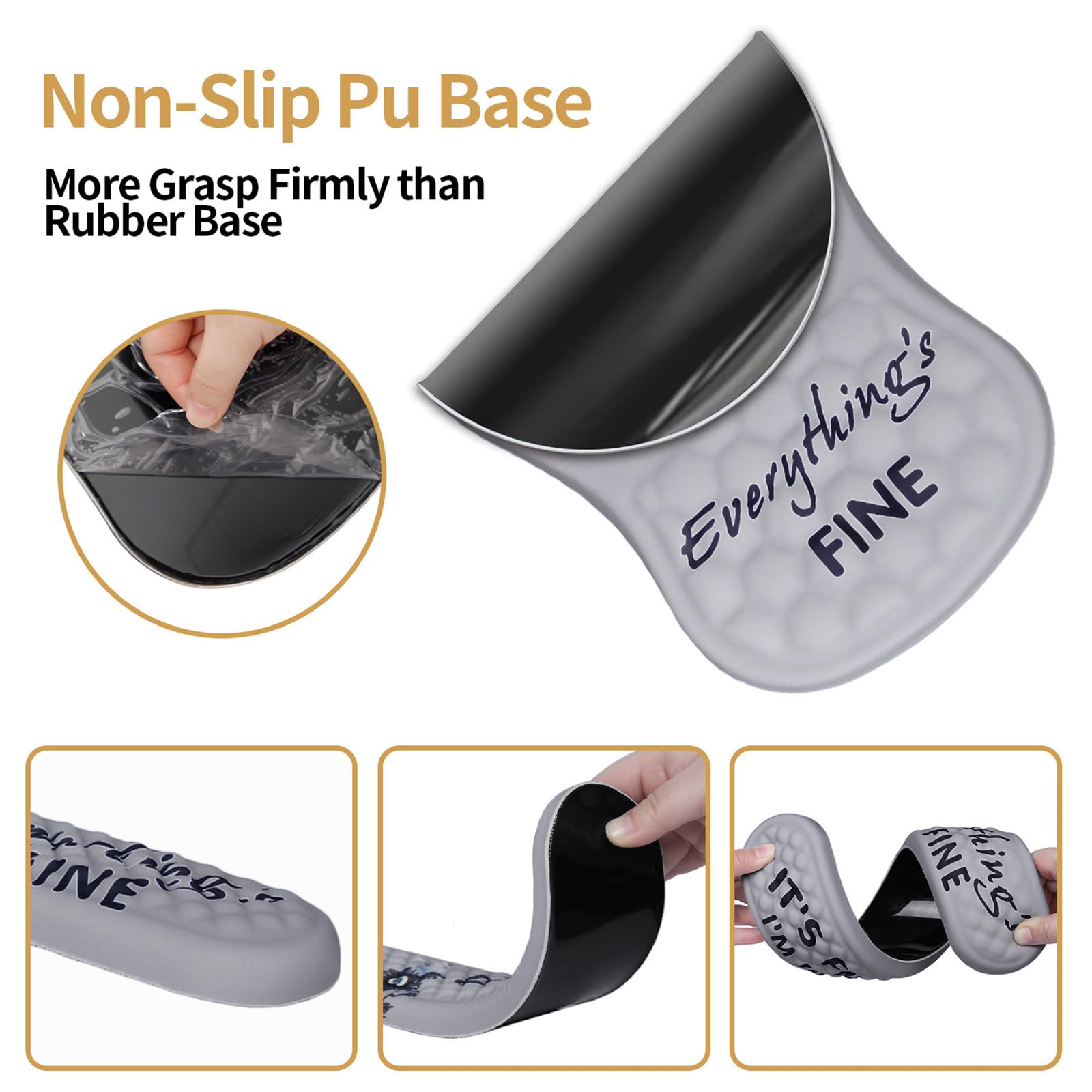 Ergonomic Mouse Pad with Wrist Rest - Pain Relief Computer Mouse Pad & Keyboard Wrist Support, Non-Slip Gel Mouse Pad for Office, Desk & Laptop Use - Black Cat Design (Perfect for Long Work Hours & Gaming Sessions)