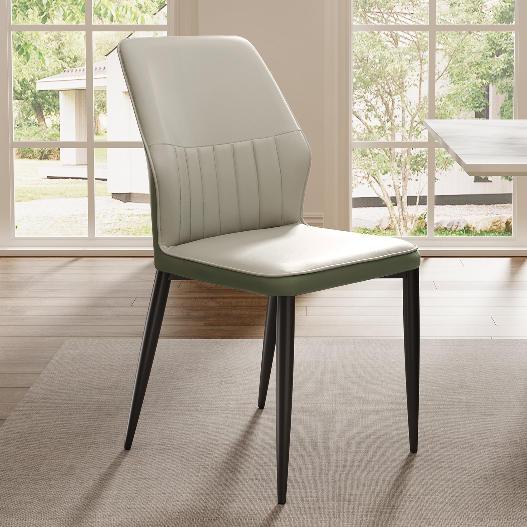 Ember Upholstered Dining Side Chairs Set of 2 - Modern Gray & Bottle Green Fabric Chairs for Kitchen, Dining Room, or Breakfast Nook - Comfortable Seating for Home & Office Use