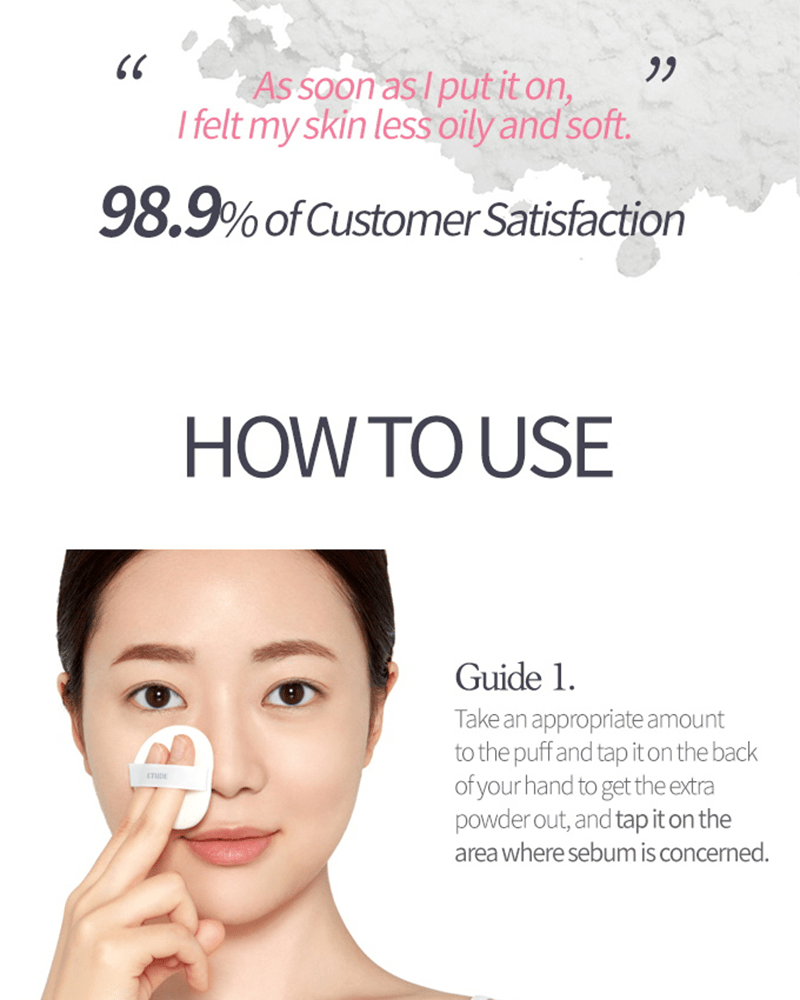 Etude Sebum Soak Powder - Oil Control Face Powder for Shine-Free Skin | Perfect for Oily Skin & Makeup Setting | Use for Daily Matte Finish or Touch-Ups On-The-Go