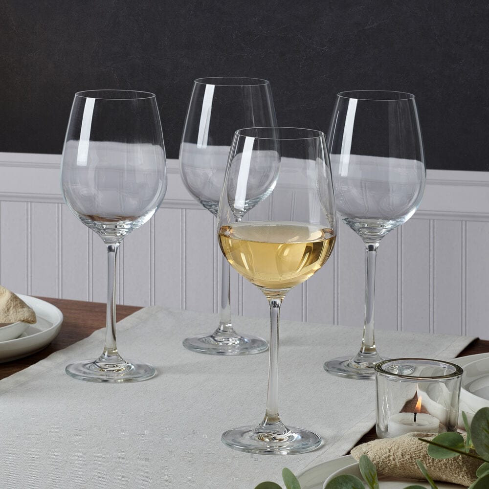 Premium Lana Set of 4 Crystal Clear White Wine Glasses - Elegant Stemware for Chardonnay, Sauvignon Blanc & Dinner Parties