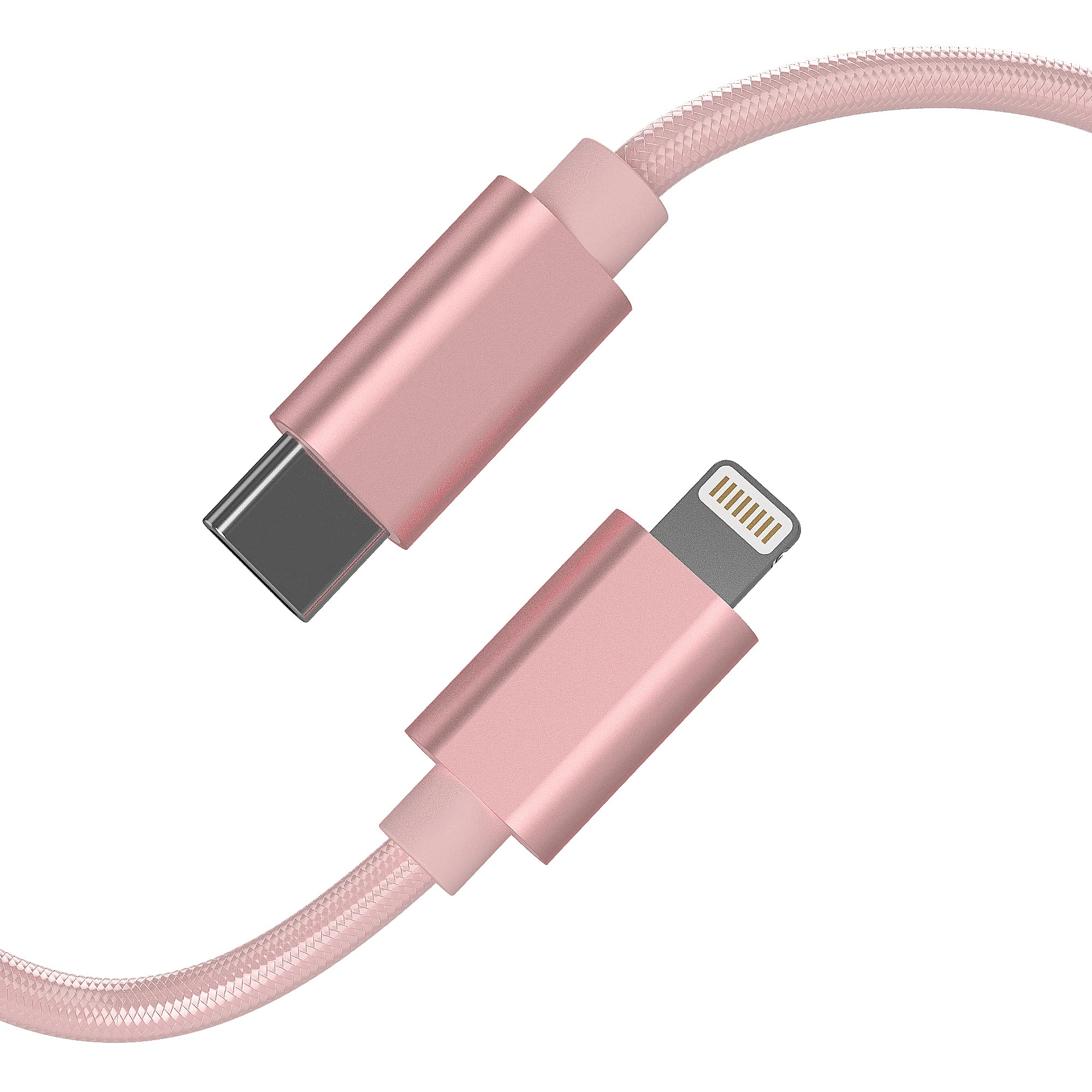 **MFI Certified USB C to Lightning Cable 10ft - Fast Charging Braided Cord Compatible with iPhone 14/13/12 Series (Rose Gold) | Durable Charger for Home, Office & Travel**