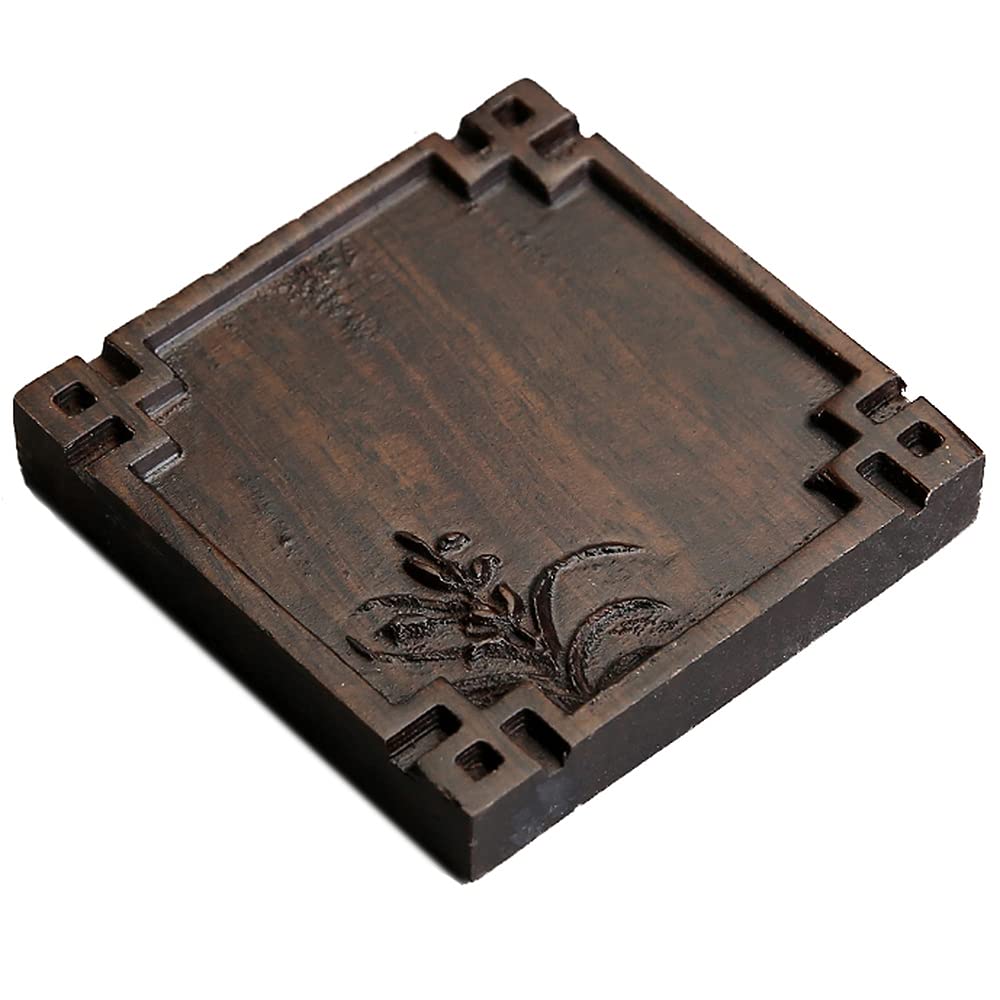 1pc Ebony Wood Coaster Cup Mat - Heat Insulation Tea Ceremony Set for Kung Fu Tea, Coffee & Hot Drinks - Perfect for Home, Office & Tea Party Use