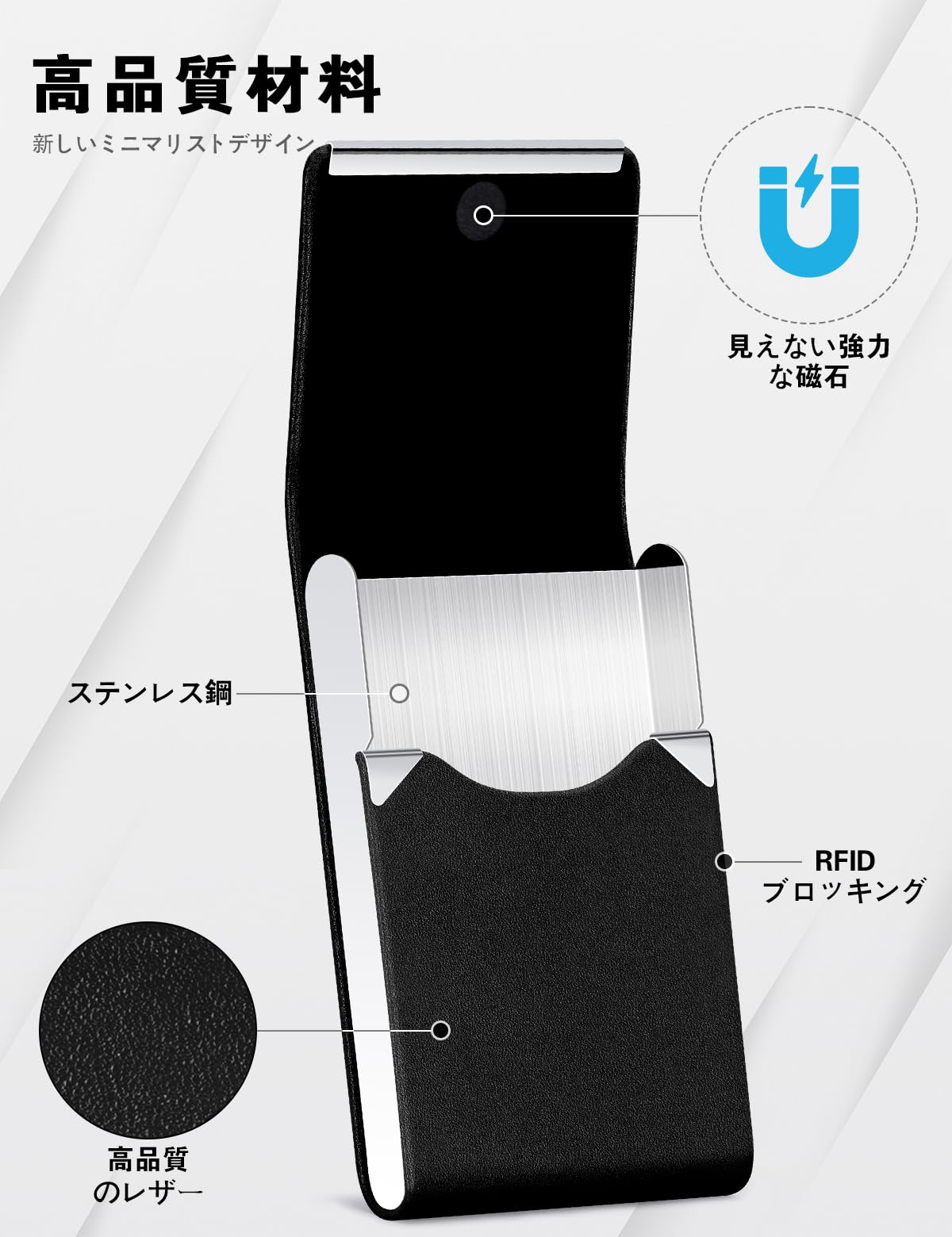 Premium PU Leather Business Card Holder - Slim Metal Pocket Card Case with Magnetic Closure for Professionals (Black) - Perfect for Networking, Meetings & Corporate Events