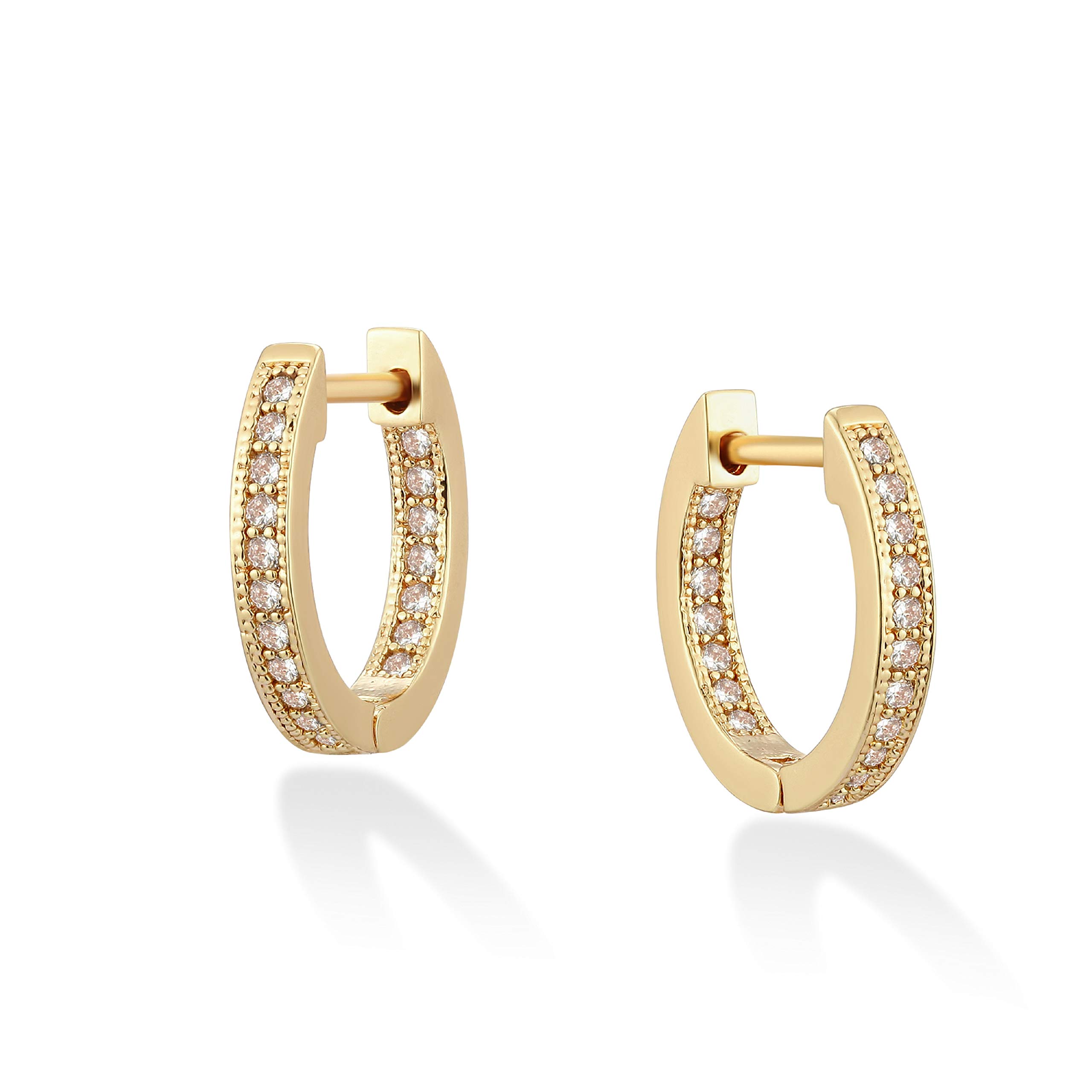 14K Gold Hoop Earrings for Women - Dainty Star & Plum Blossom Evil Eye Huggie Earrings | Elegant Everyday Jewelry, Perfect for Gifts, Parties & Special Occasions