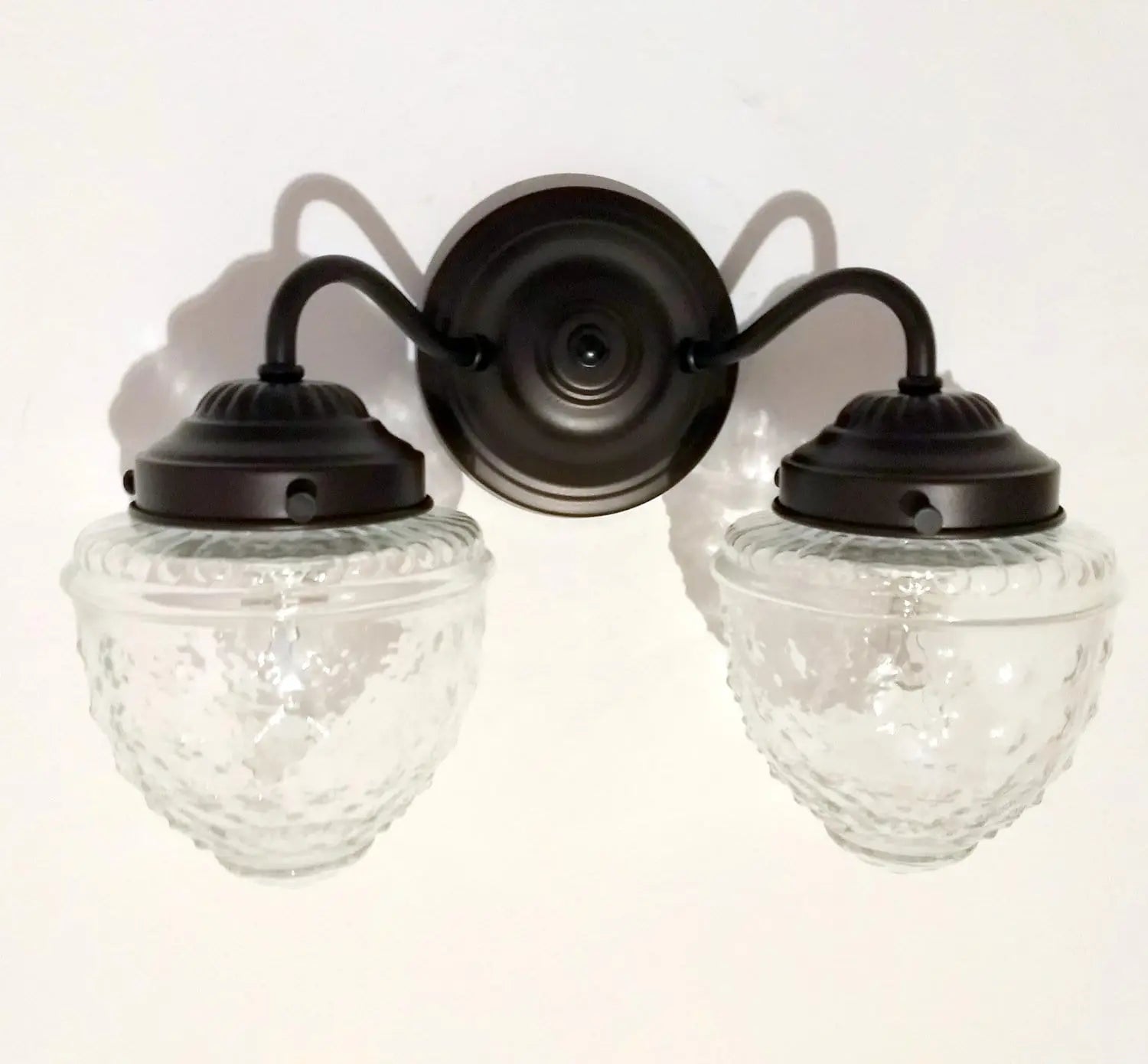 Vintage Glass Double Wall Sconce Light Fixture - Elegant Antique Style Lighting for Living Room, Bedroom, or Hallway Decor