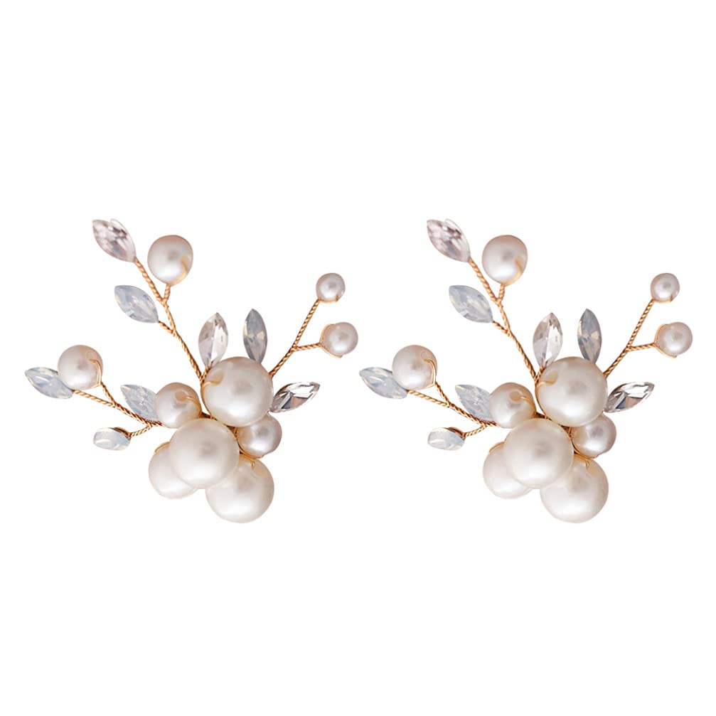 Holibanna 1 Pair Pearl Shoe Clips - Rhinestone Crystal Bridal Shoe Buckles, Decorative Flower Shoe Charms for DIY Floral Shoe Decoration - Perfect for Wedding, Party, Prom & Evening Shoes Accessories