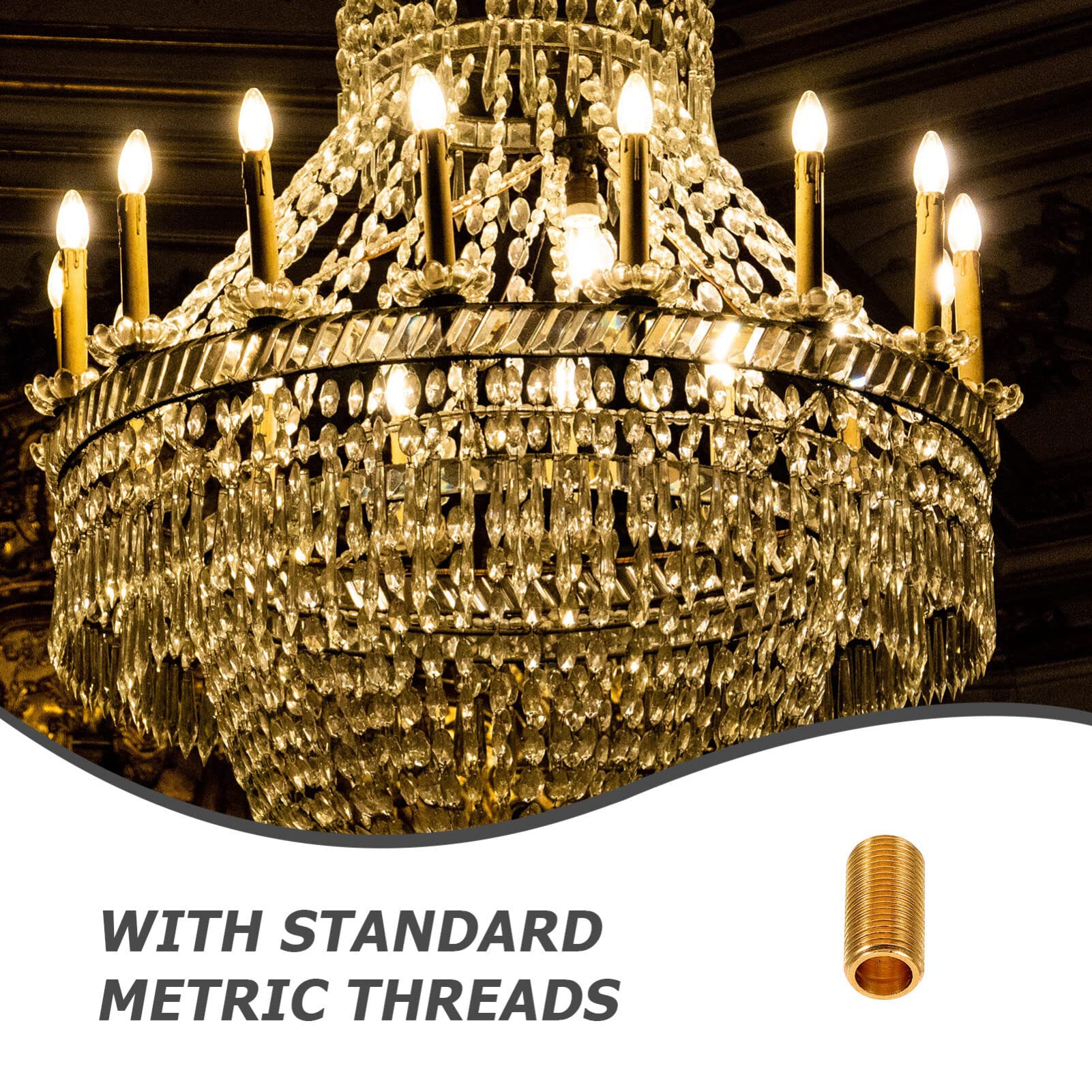 8PCS Brass Tube Lamp Nut Coupling Set - M10 Hollow Copper Fittings for Lamp Repair, Extension Rod Connector & Light Bulb Holder - DIY Lighting Fixture Repair Kit for Chandeliers, Pendant Lights & Table Lamps