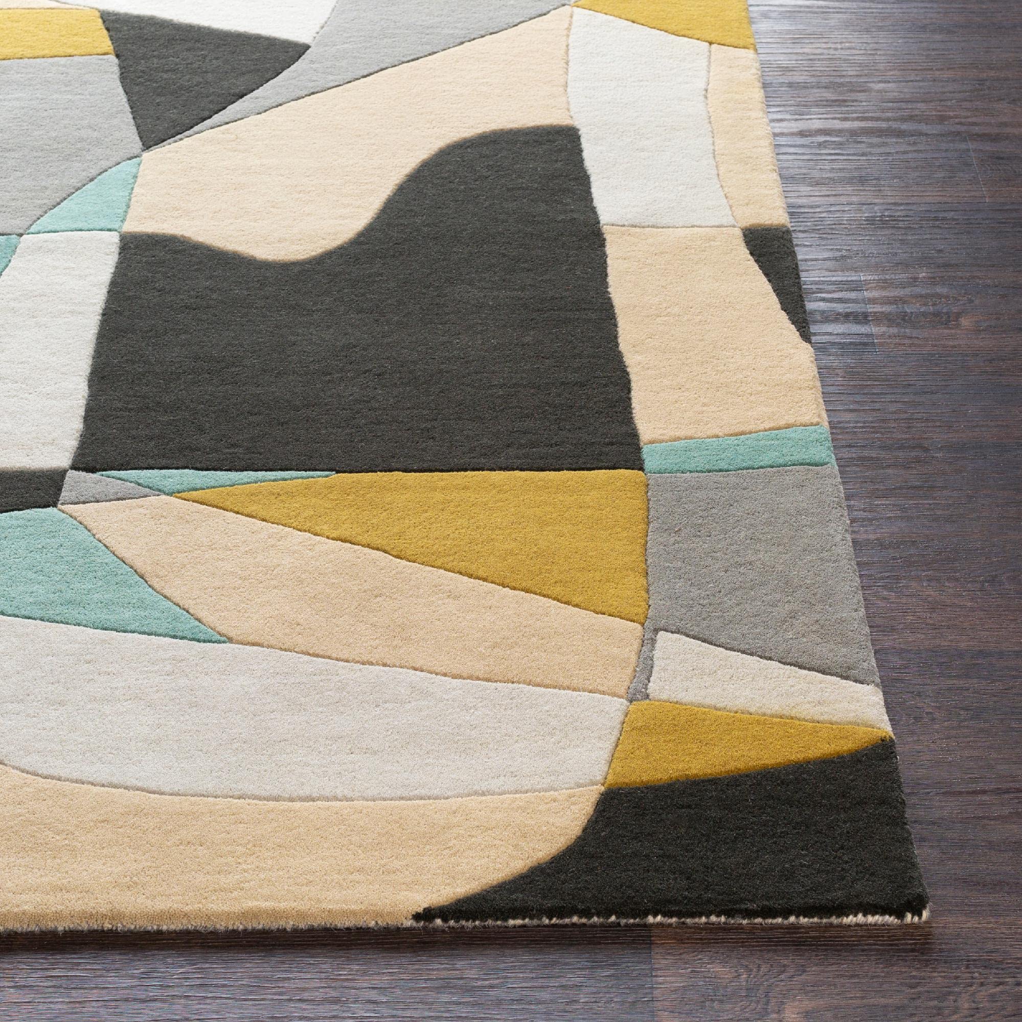 Mark&Day 4x4 Orleans Modern Wool Area Rug - Medium Gray Square Carpet with Grey Blue Cream Accents for Living Room, Bedroom, Kitchen | Soft & Durable Floor Decor for Home Office, Nursery, Dining Area (4' Square)