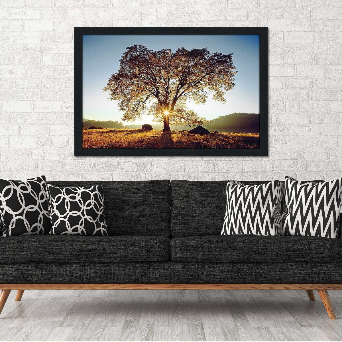 Black Oak Sunset Acrylic Wall Art - Modern Home Decor for Living Room, Bedroom & Office - Nature-Inspired Print for Stylish Interior Design