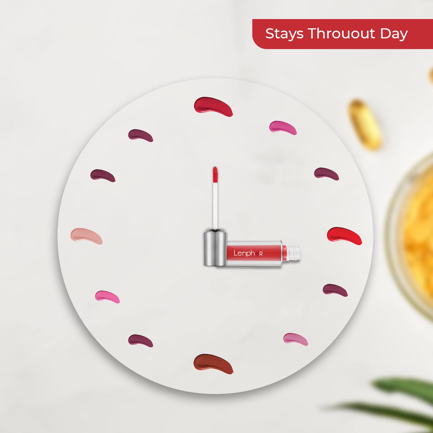 Lenphor Colour Me Up Liquid Lipstick - Vitamin A & E Enriched, Highly Pigmented, Transfer-Proof & Smudge-Resistant Matte Lipstick (Red Passion, 2ml) - Perfect for Date Nights, Parties & Everyday Wear