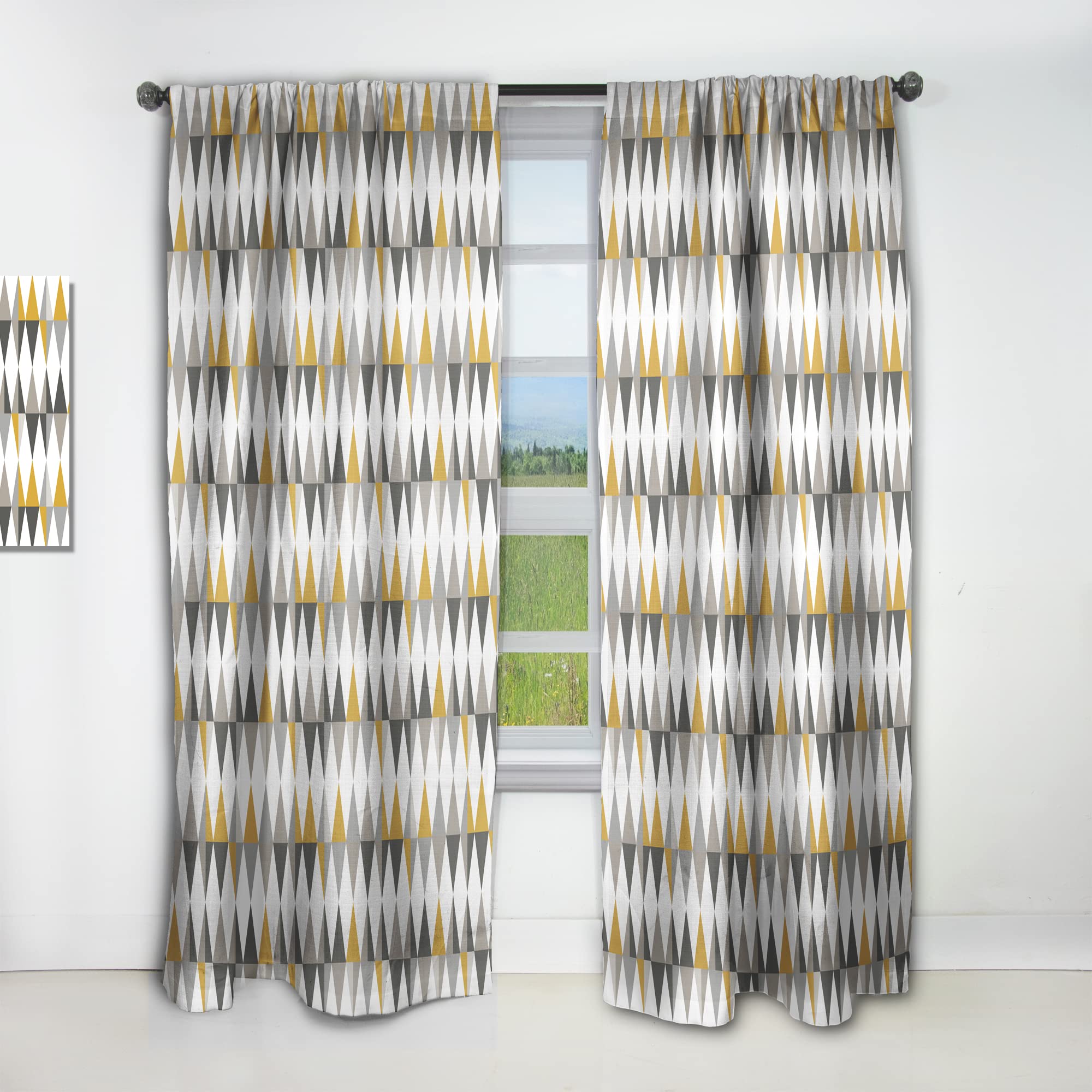 DesignQ Diamond Retro VIII Thermal Insulated Curtains - 52x90 Inch Single Panel for Bedroom & Living Room - Blackout Drapes for Home Decor, Energy Efficiency & Privacy