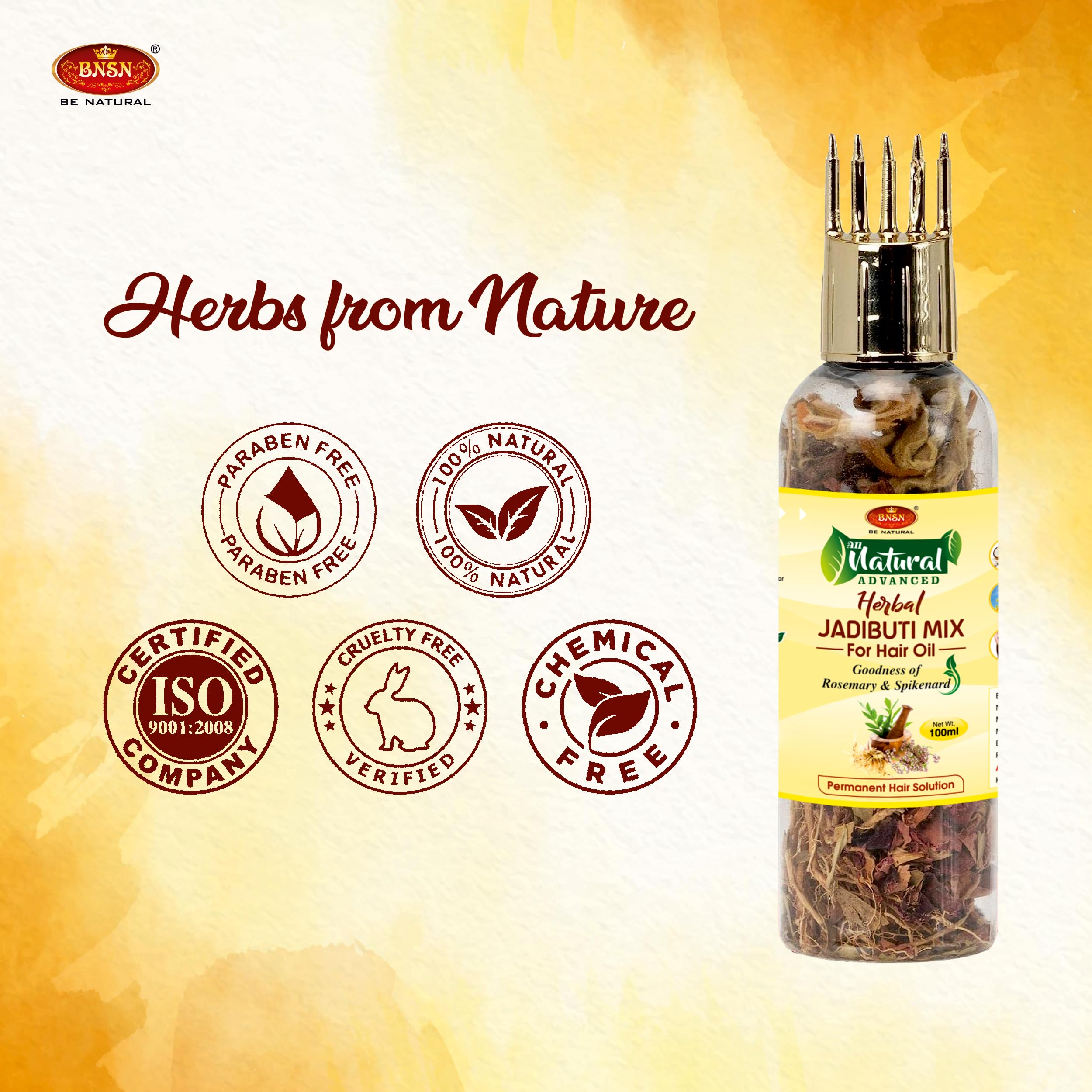 BNSN Natural Ayurvedic Hair Oil Mix with Rosemary, Spikenard, Bhringraj & 25+ Herbs | 100% Herbal Plant-Based DIY Hair Treatment for Growth, Dandruff & Scalp Care | Perfect for Dry, Damaged & Thinning Hair at Home
