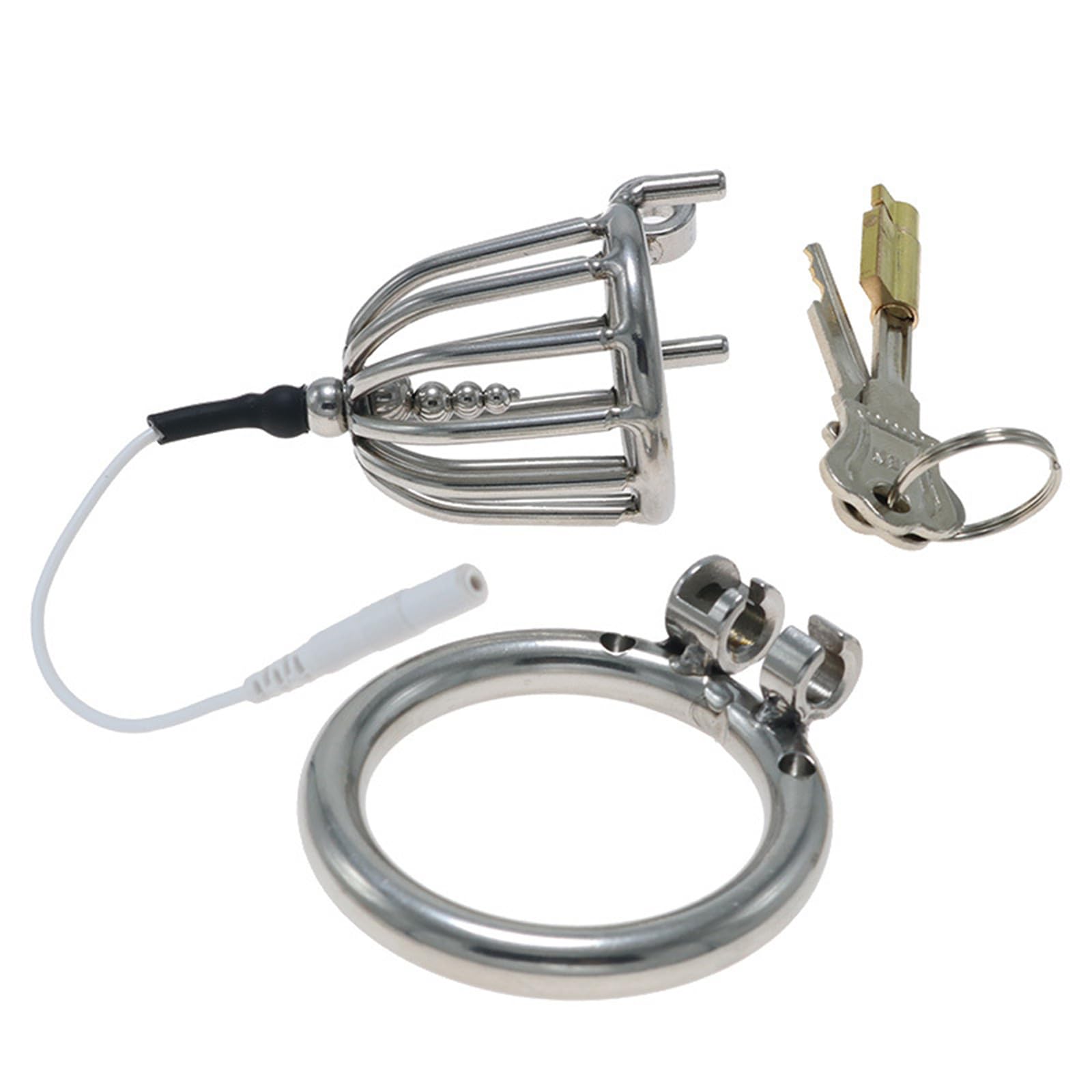 Electric Shock Hollow Chastity Lock Device - Men's Anal Plug Set for BDSM Play & Adult Toys - Perfect for Couples Bondage, Role Play & Sensation Exploration