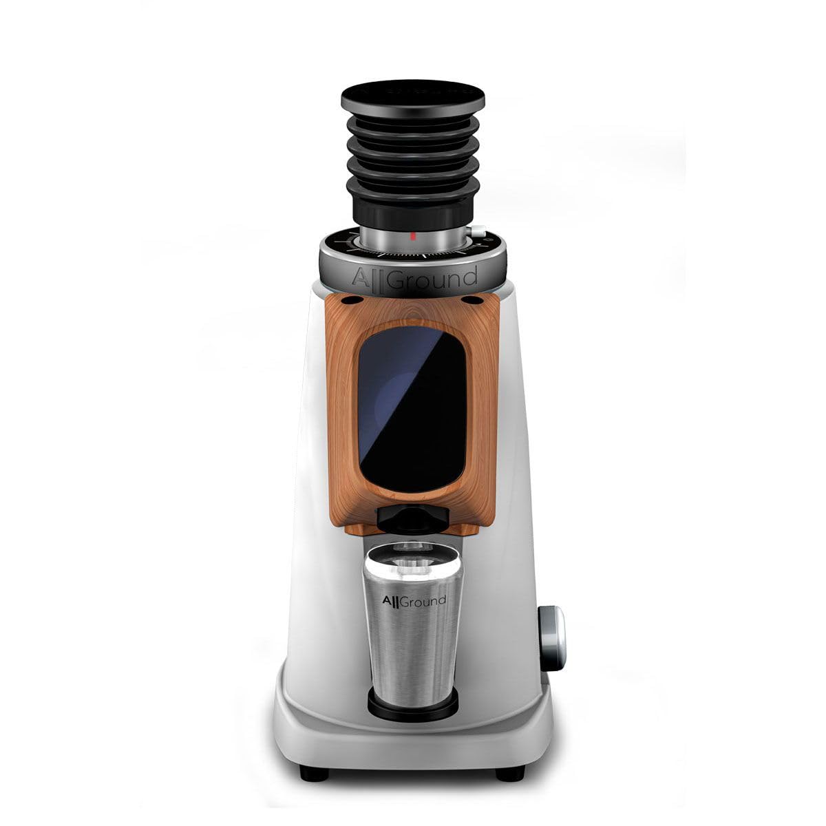 Fiorenzato AllGround ProBrew Coffee Grinder - Premium Italian Made Home Coffee Grinder with Wood Accents (White) - Perfect for Espresso, French Press & Pour Over Brewing