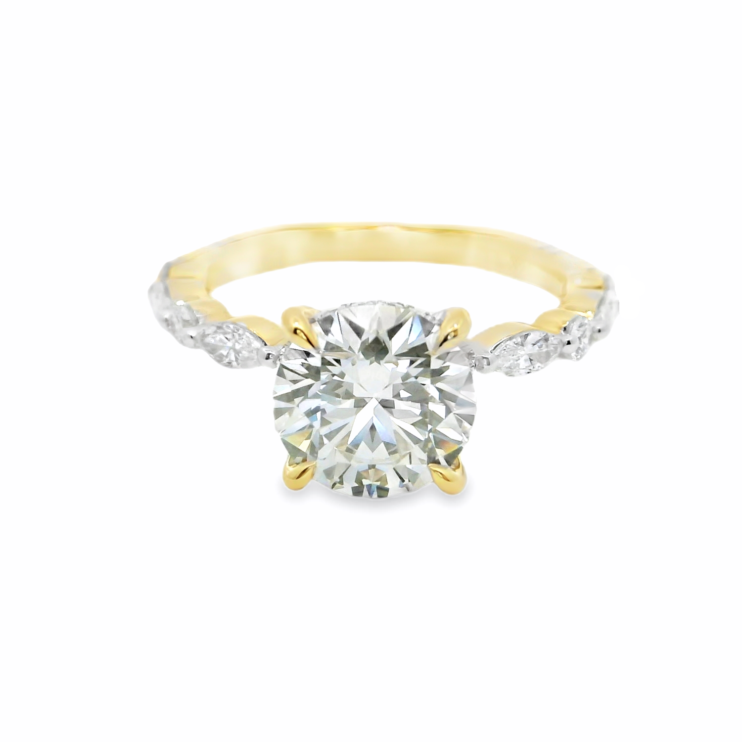 2.55 Carat Round Lab-Created Diamond Engagement Ring in 14K Yellow Gold - Elegant Wedding & Proposal Jewelry for Women
