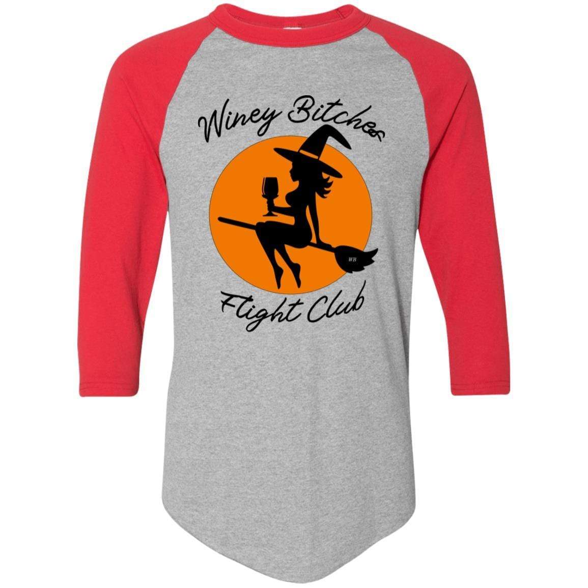 WineyBitches.Co Winey Bitches Flight Club Colorblock Raglan Jersey - Stylish & Comfortable Women's Baseball Tee for Casual Outings, Girls Night Out & Wine Tasting Events